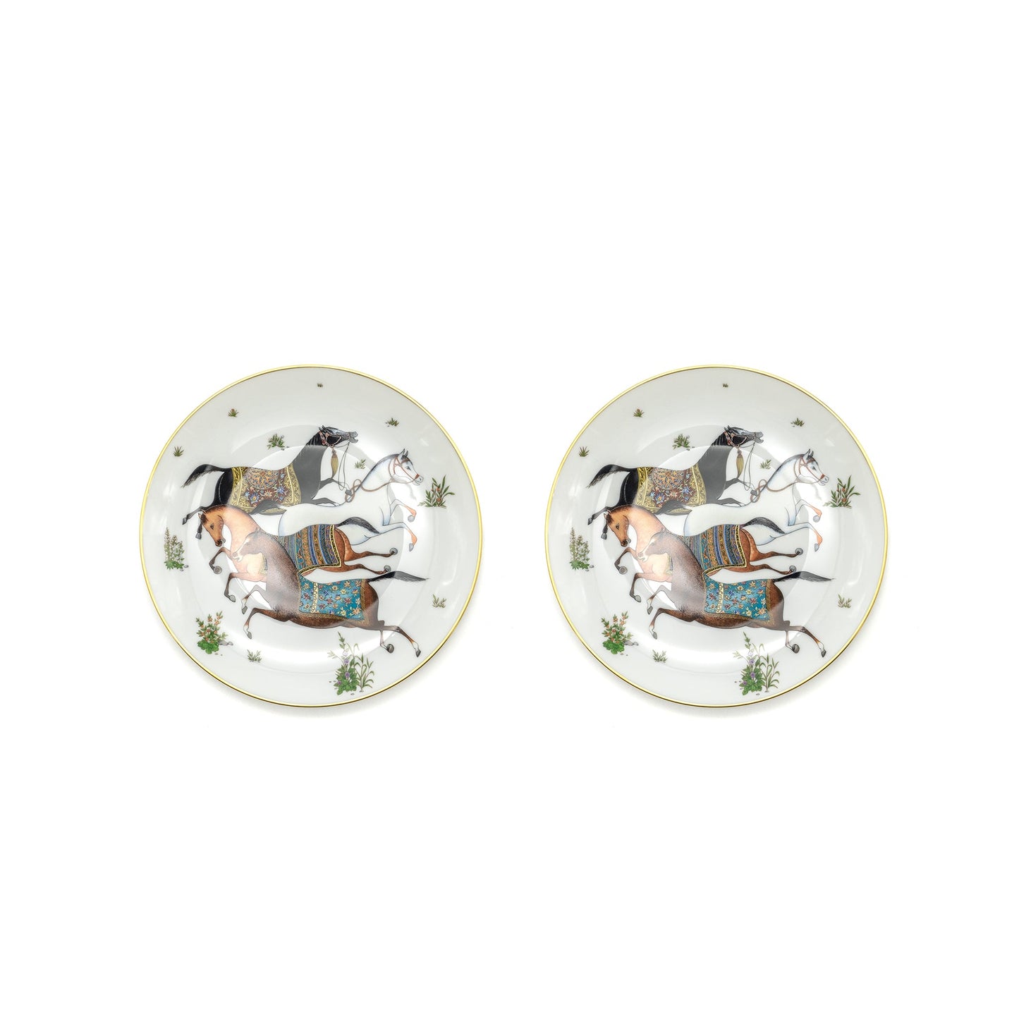Hermes Assiette Dessert Cheval Plate (Sell In A Set)