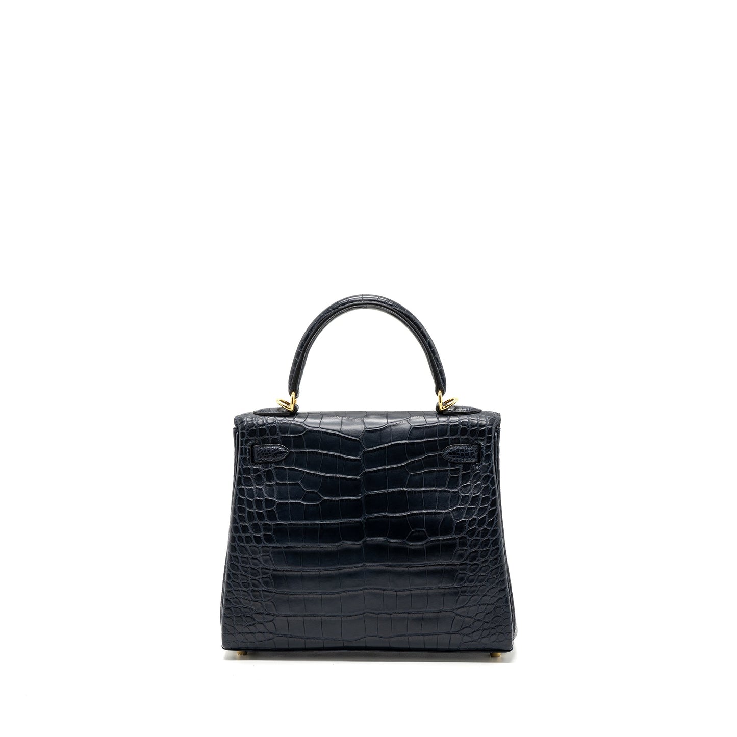 Hermes kelly 25 matte crocodile alligator mississippiensis blue indigo GHW stamp Y