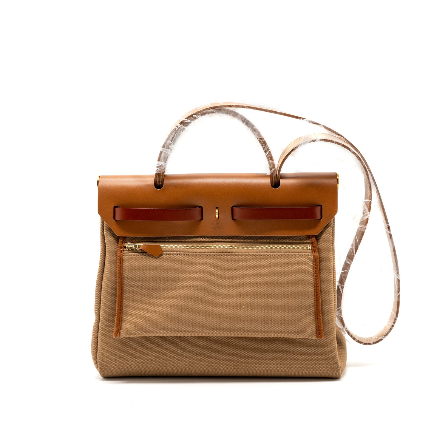 Hermes Herbag 31 CANVAS/HUNTER LEATHER Chai/Naturel Sable/Fauve/Cuivre GHW Stamp U