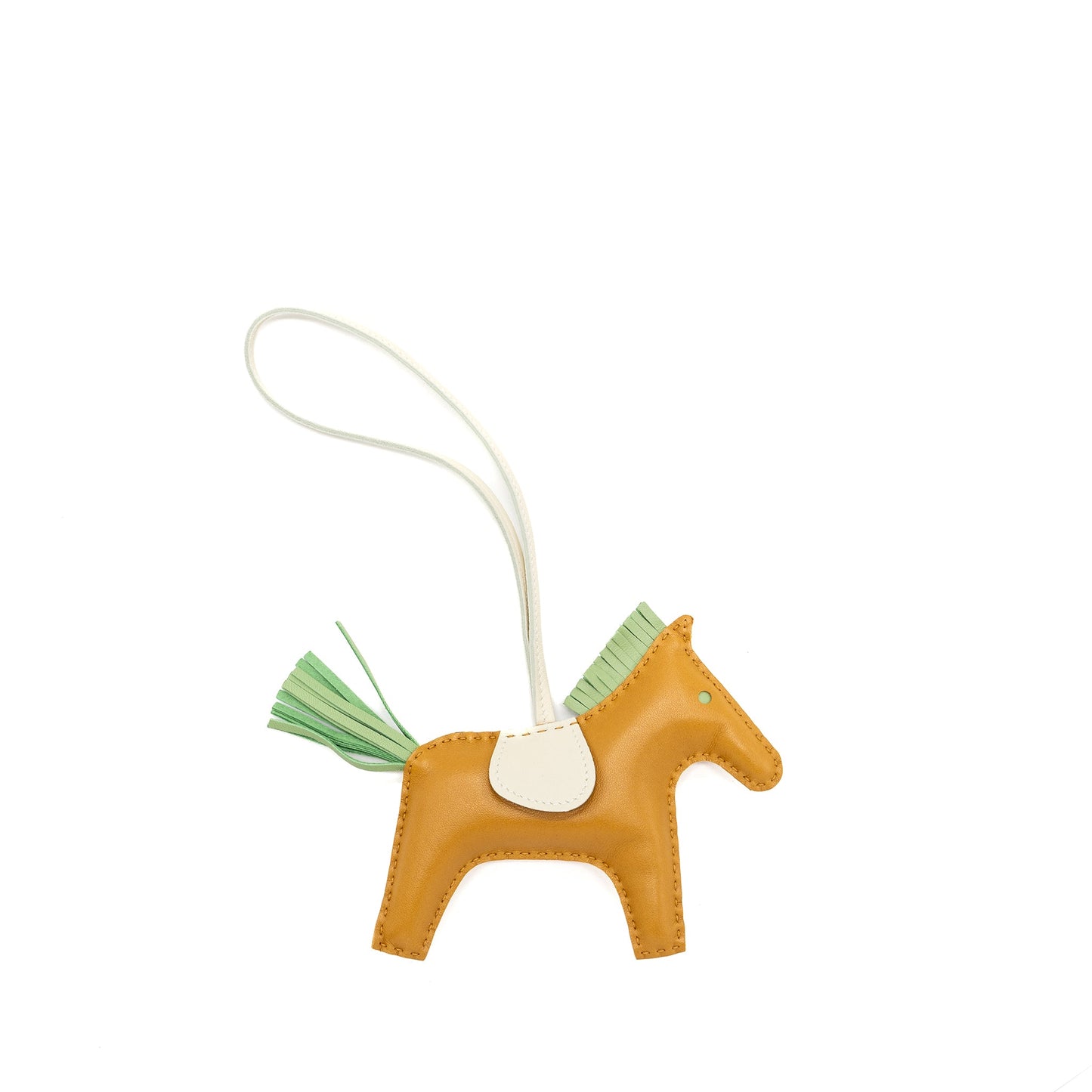 Hermes rodeo pegase mm bag charm sesame/vert criquet/craie stamp Y