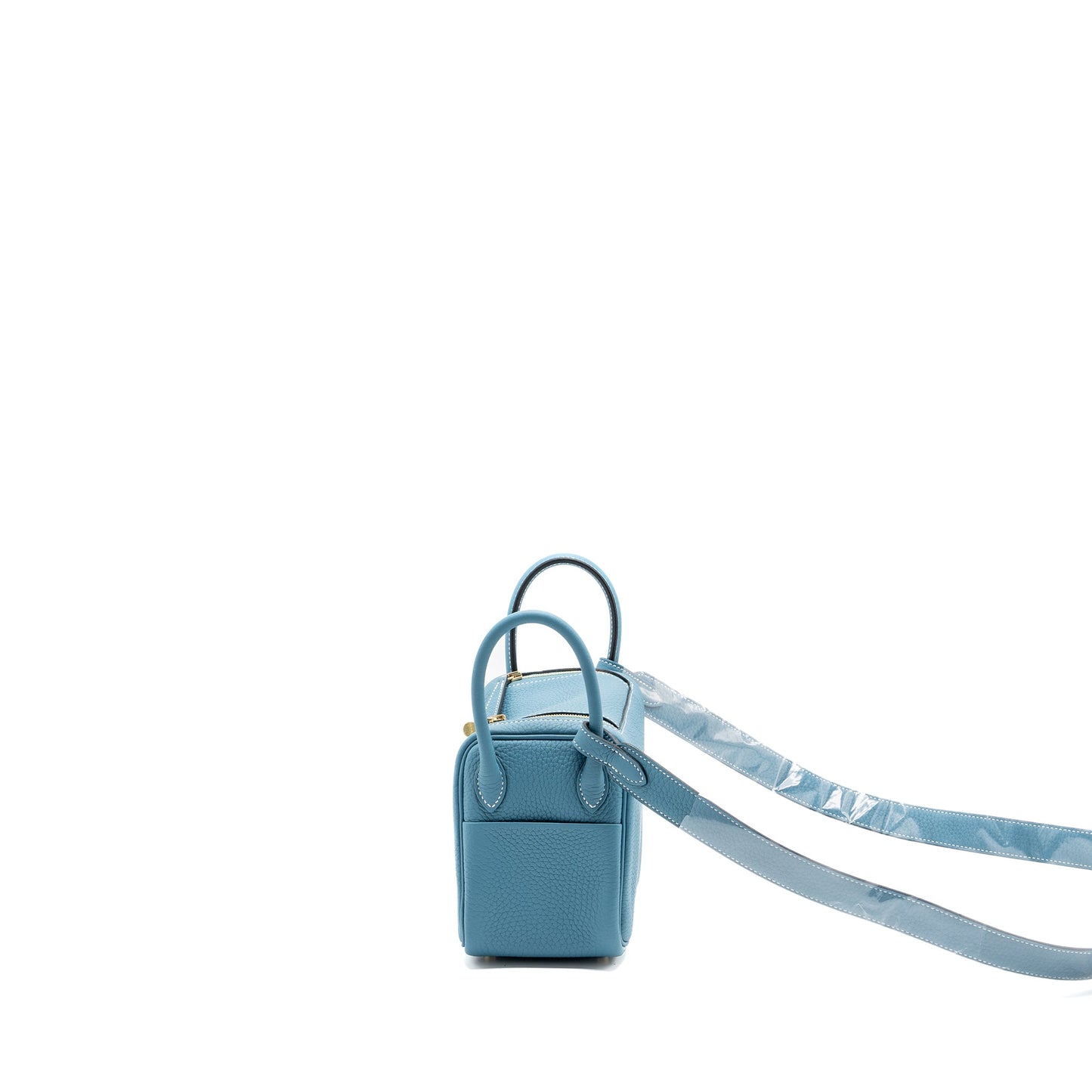 Hermes mini lindy clemence blue jeans GHW stamp B