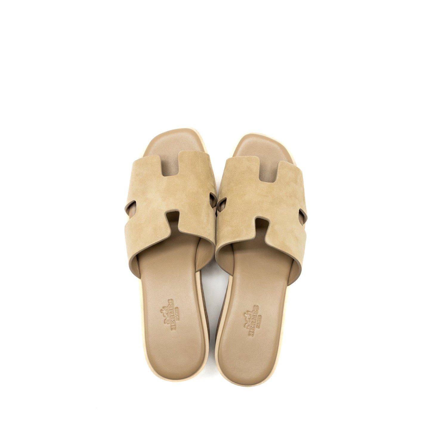 Hermes size 38 Eze 30 sandals suede/goatskin beige