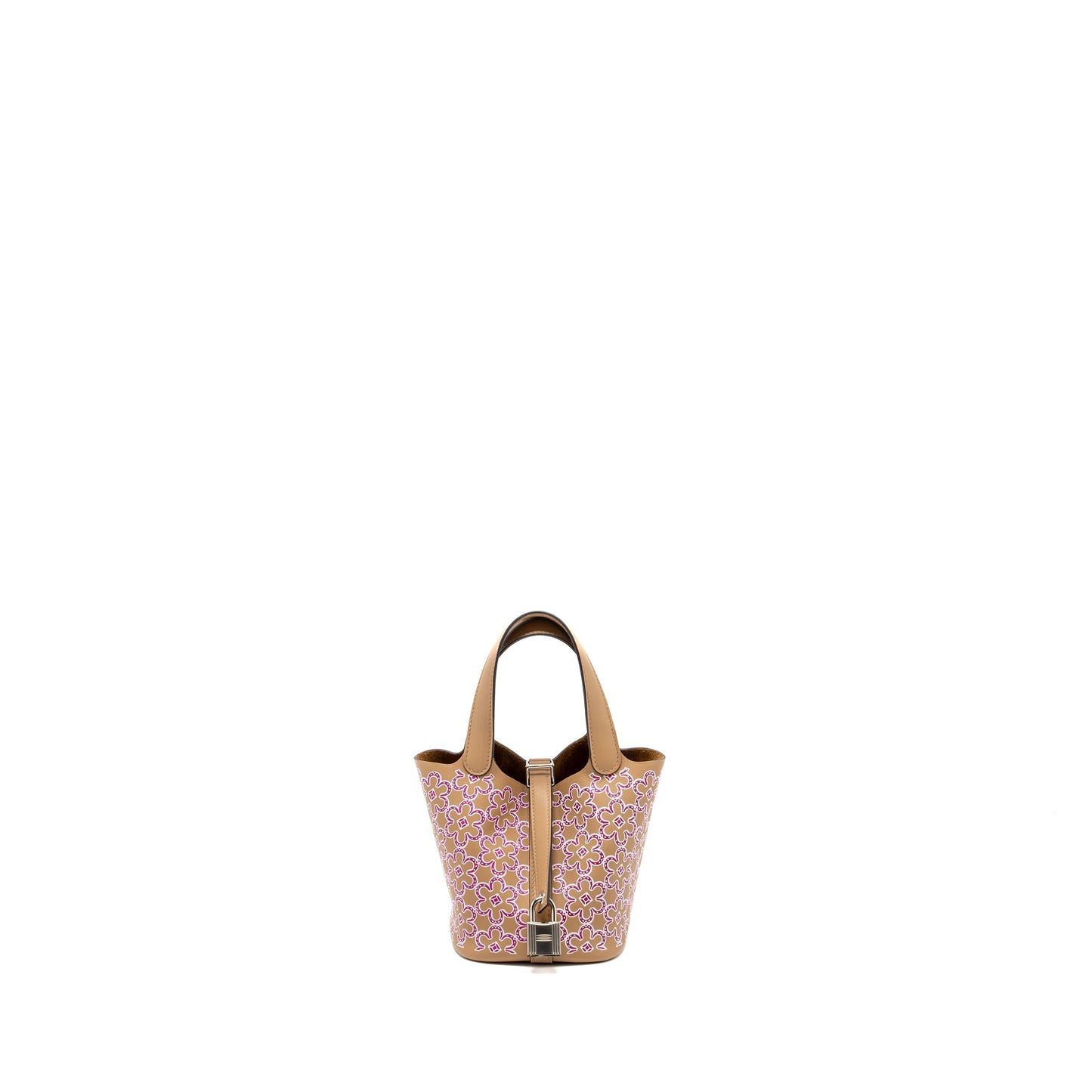 Hermes Micro Picotin 14 Lucky Daisy lock bag swift chai-rose-blanc/ chai SHW stamp U