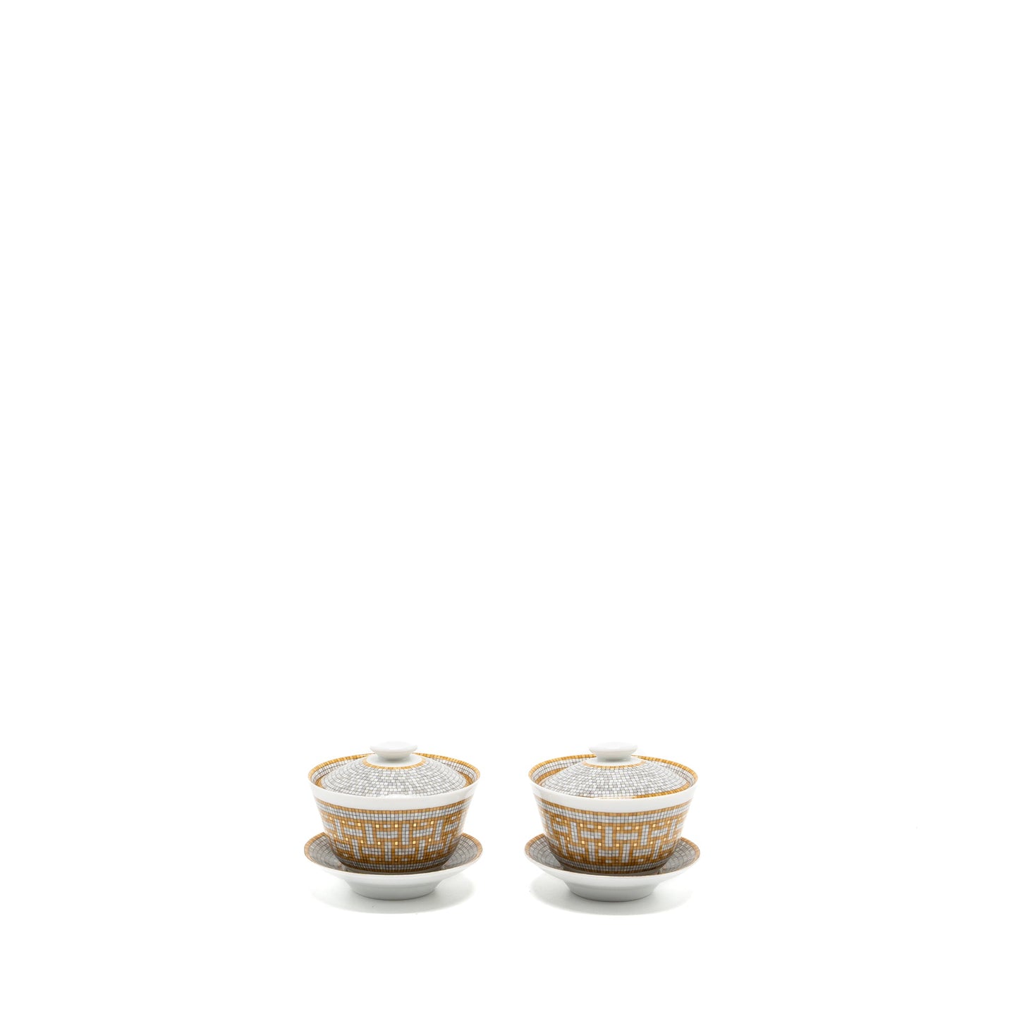 Hermes Tasse couverte et soucoupe Mosaïque au 24 (2 Sets )