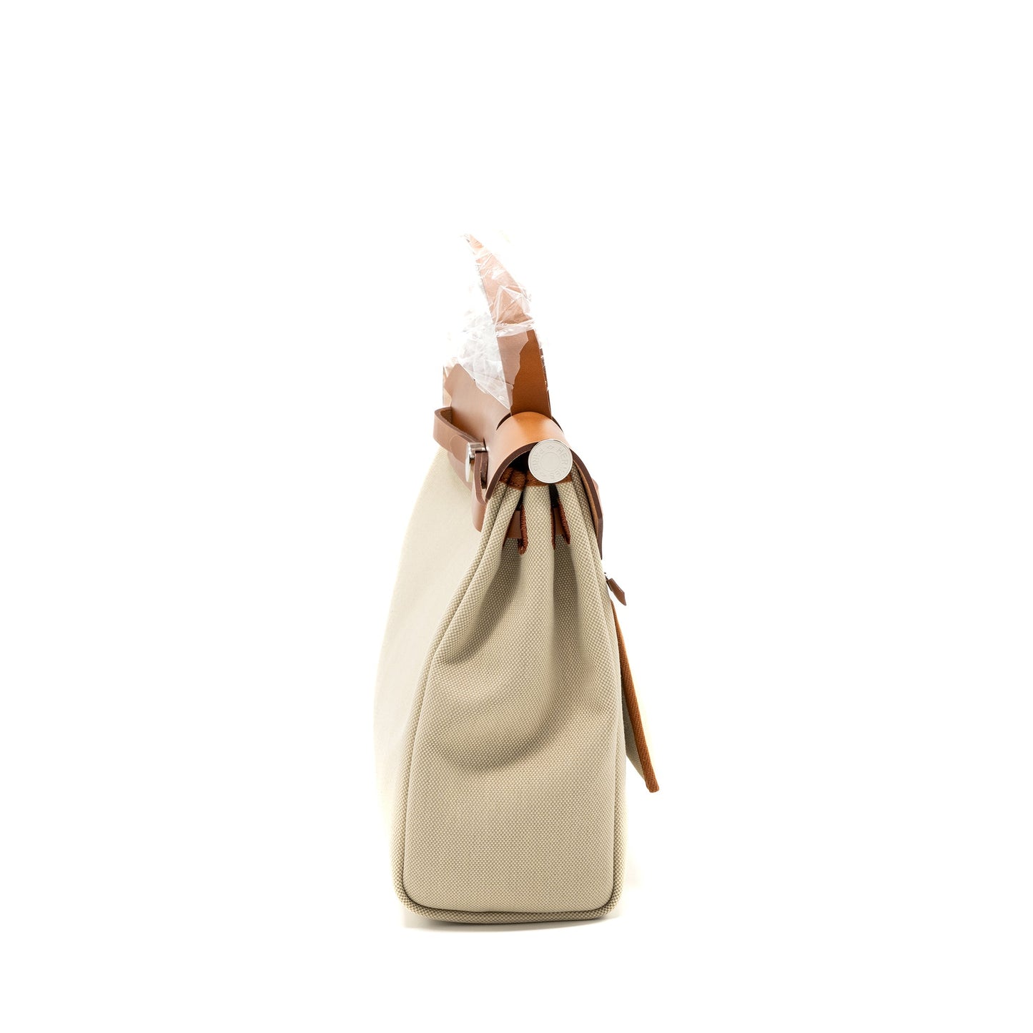 Hermes Herbag 31 Zip Bag Toile Militaries/Vache Hunter Beton/Fauve SHW Stamp B