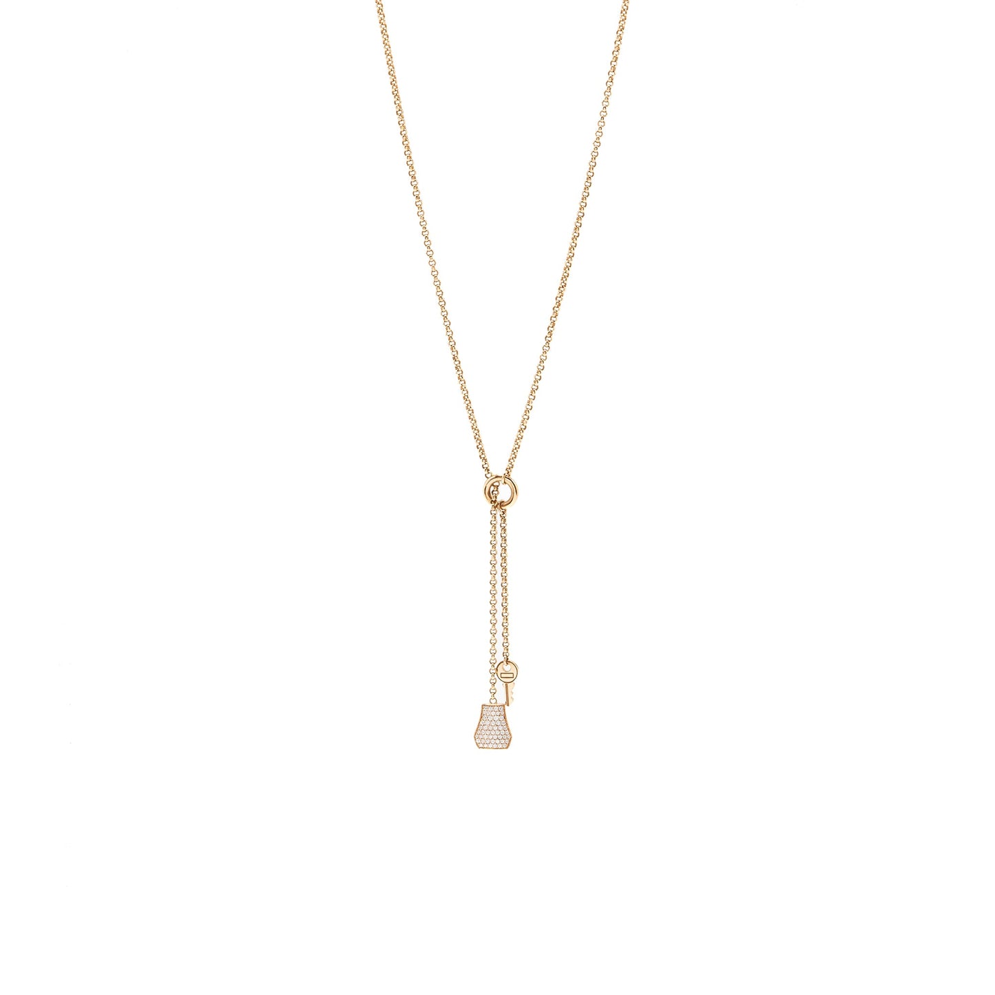 Hermes Kelly Clochette Necklace, Small Model Rose Gold, Diamonds