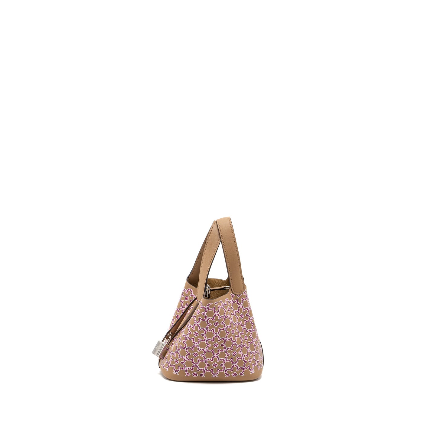 Hermes Lucky Daisy Micro Picotin Swift Chai-Rose-Blanc/Chai SHW Stamp U