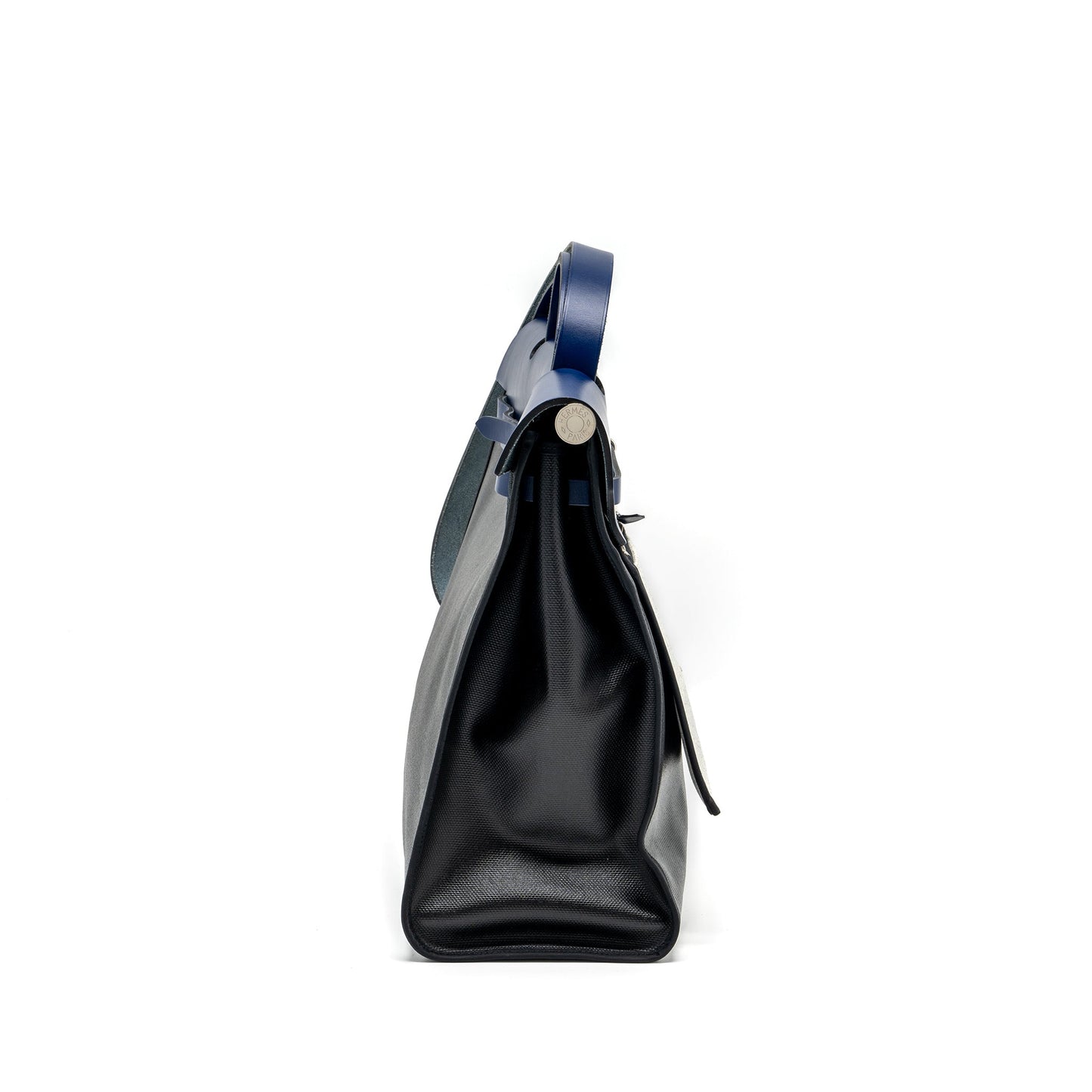 Hermes Herbag Zip 39 Bag Berline Canvas/Leather Black/Blue SHW Stamp C