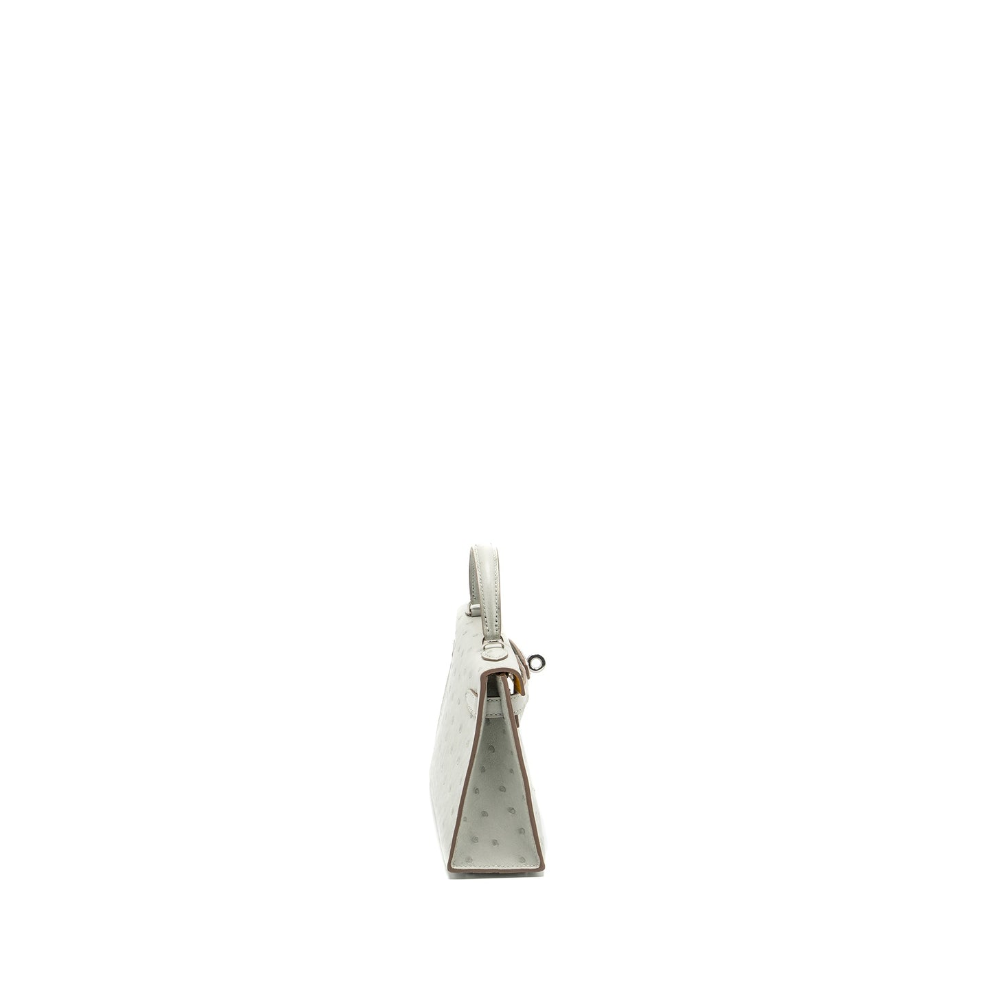 Hermes Mini Kelly II Special Order Ostrich Gris Perle/Jaune Amber SHW Stamp B