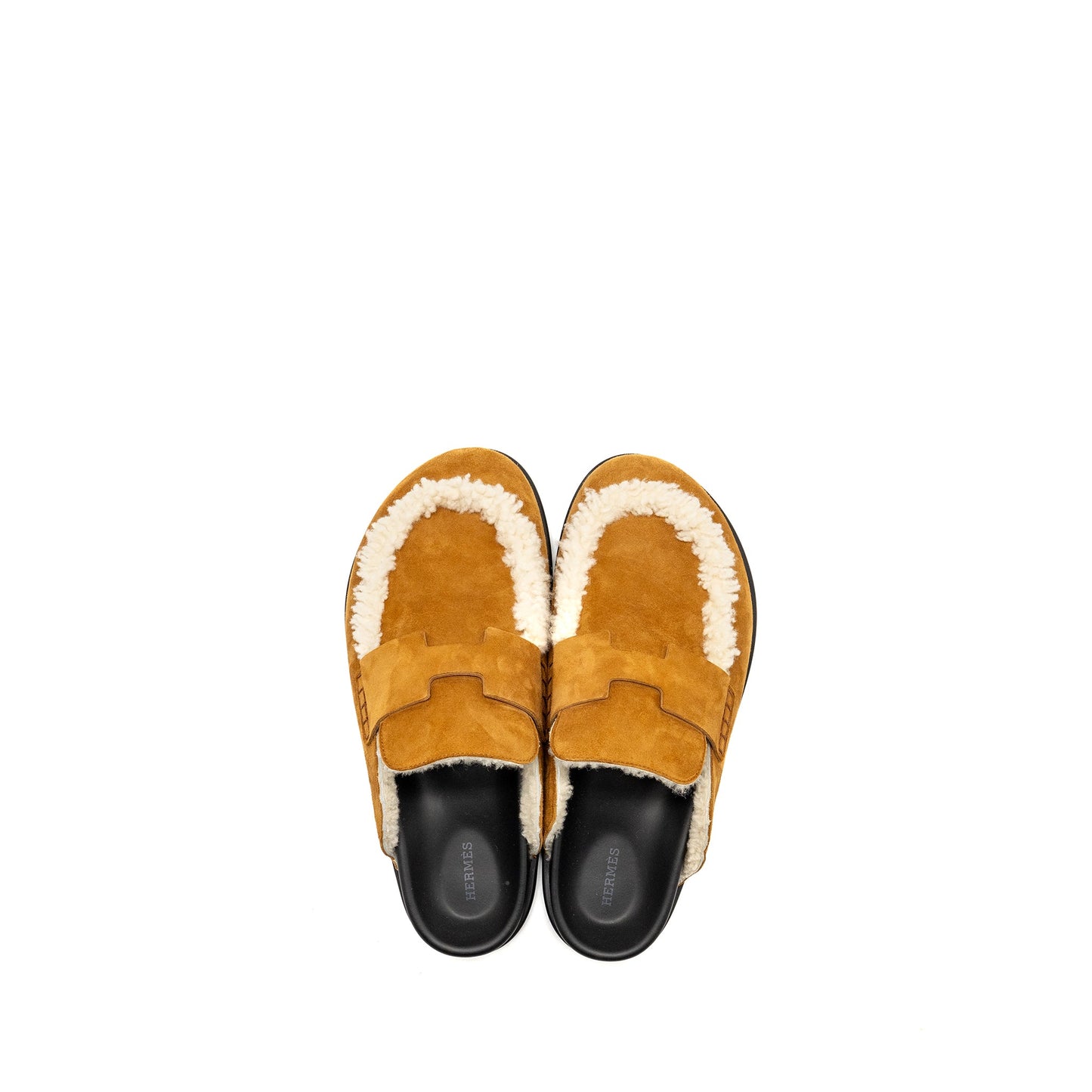 Hermes Size 43 Mules Homme Go Chevre goatskin Beige/Ecru
