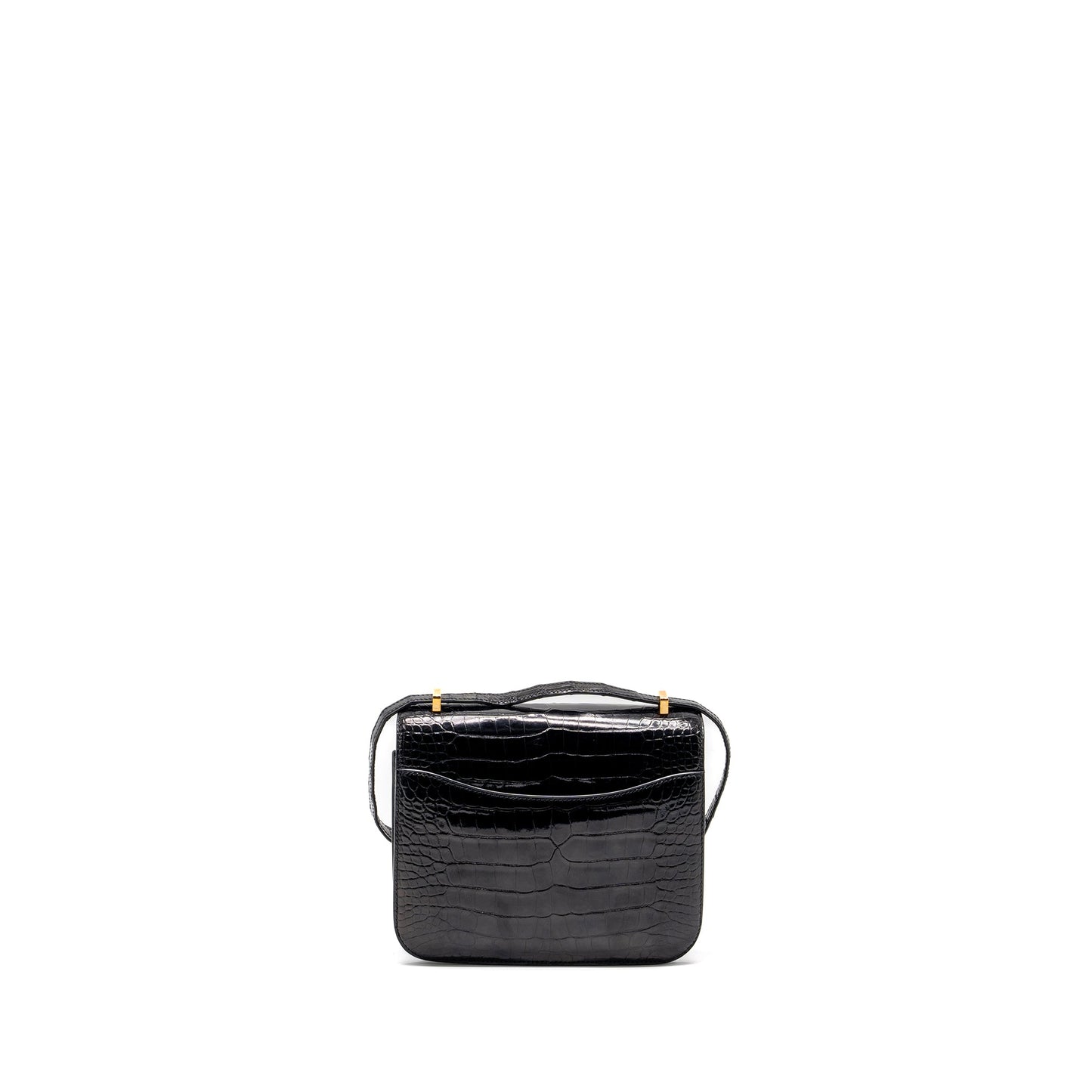 Hermes Mini Constance Alligator Mississippiensis shiny black GHW stamp X