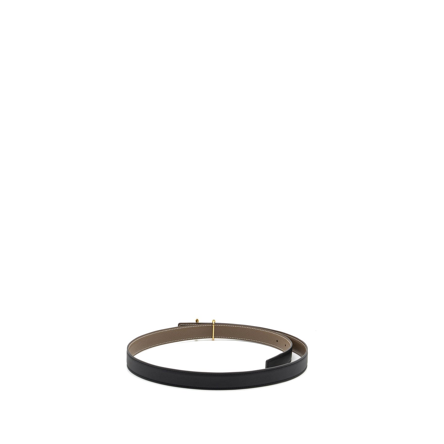 Hermes size 95cm 24mm double sided belt etoupe / black with Gold detailed H buckle Stamp B