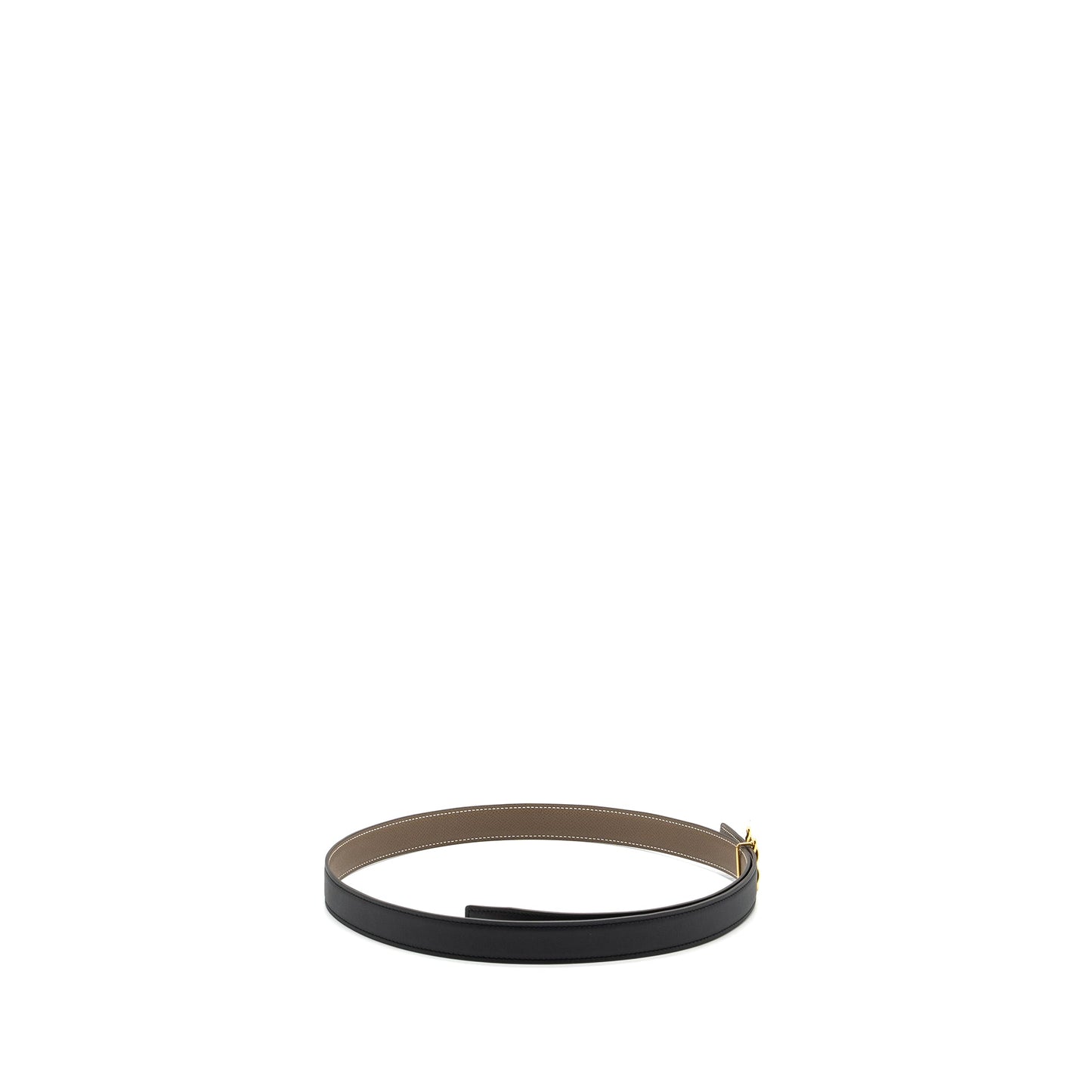 Hermes size 95cm 24mm double sided belt etoupe / black with Gold detailed H buckle Stamp B