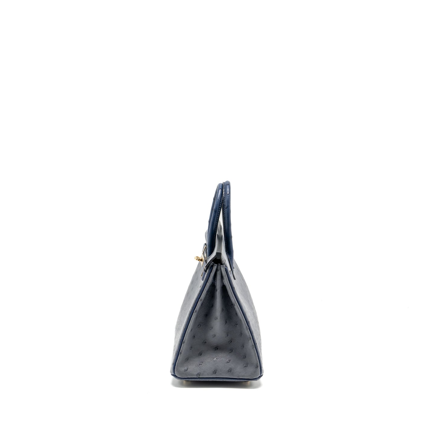 Hermes Birkin 25 Special Order Ostrich Gris Agate/Blue Iris LGHW Stamp D