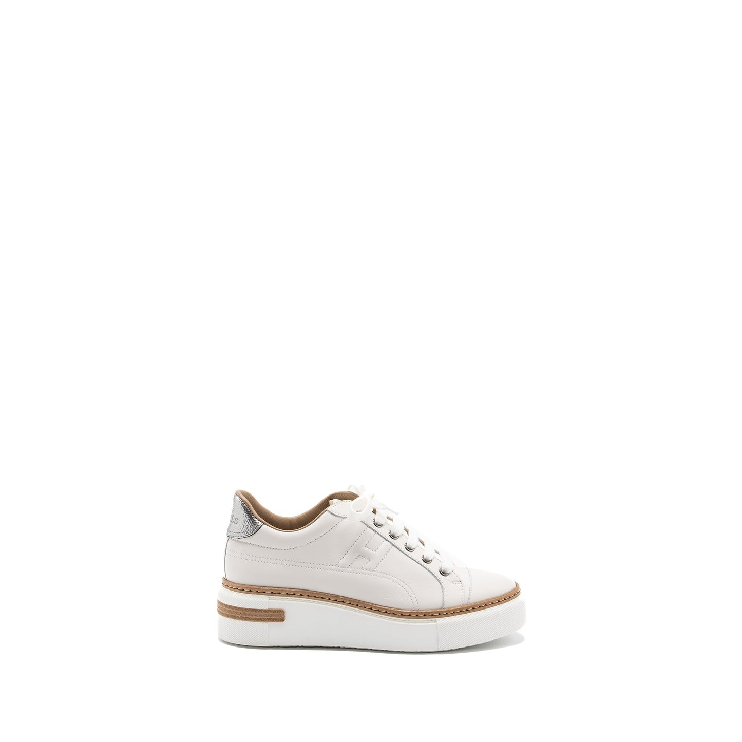 Hermes Size 37 Femme Polo Sneakers White/ Argent