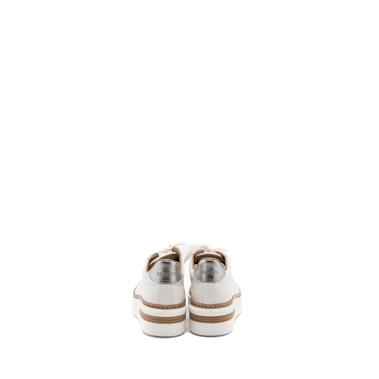 Hermes Size 37 Femme Polo Sneakers White/ Argent