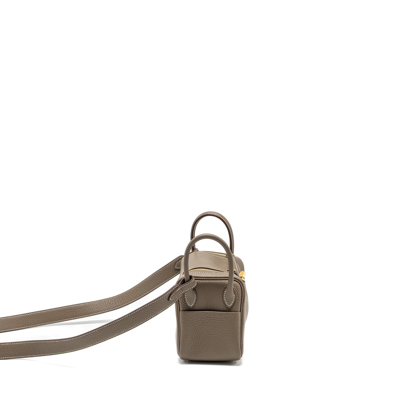 Hermes Mini Lindy Clemence Etoupe GHW Stamp B