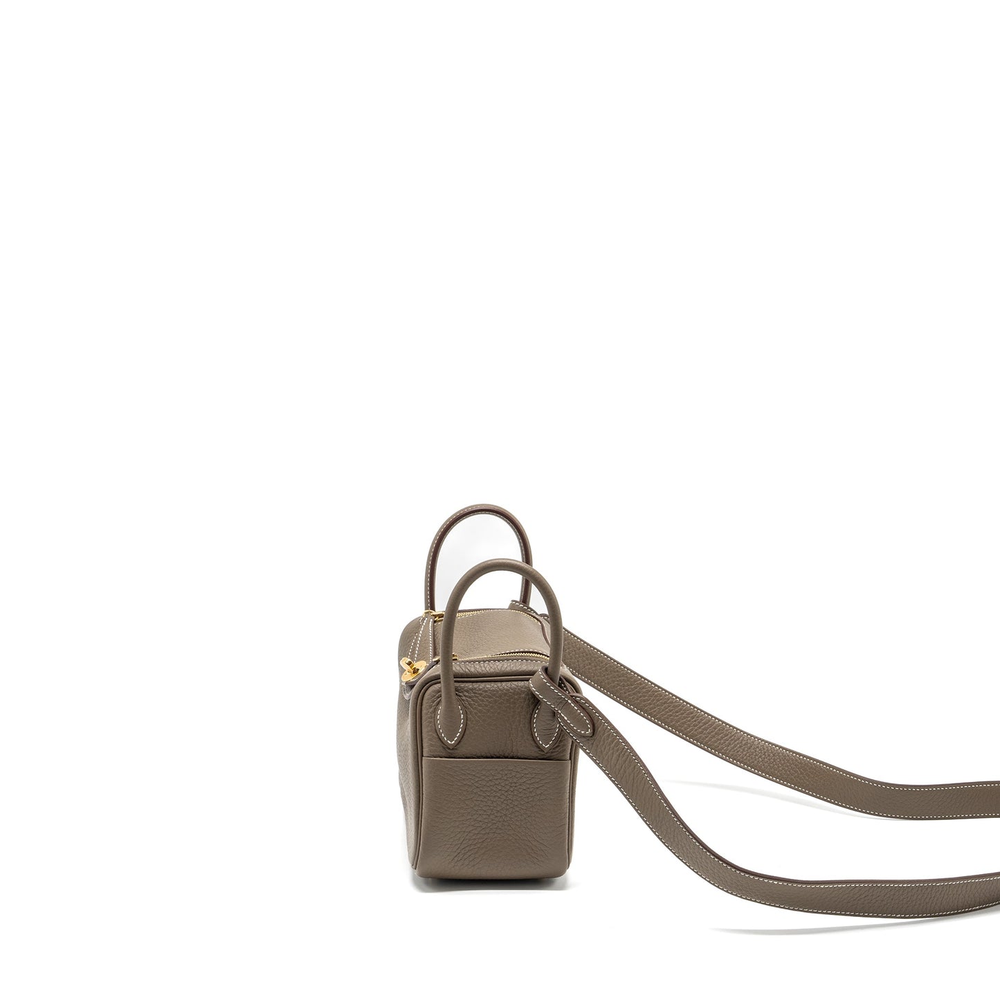Hermes Mini Lindy Clemence Etoupe GHW Stamp B