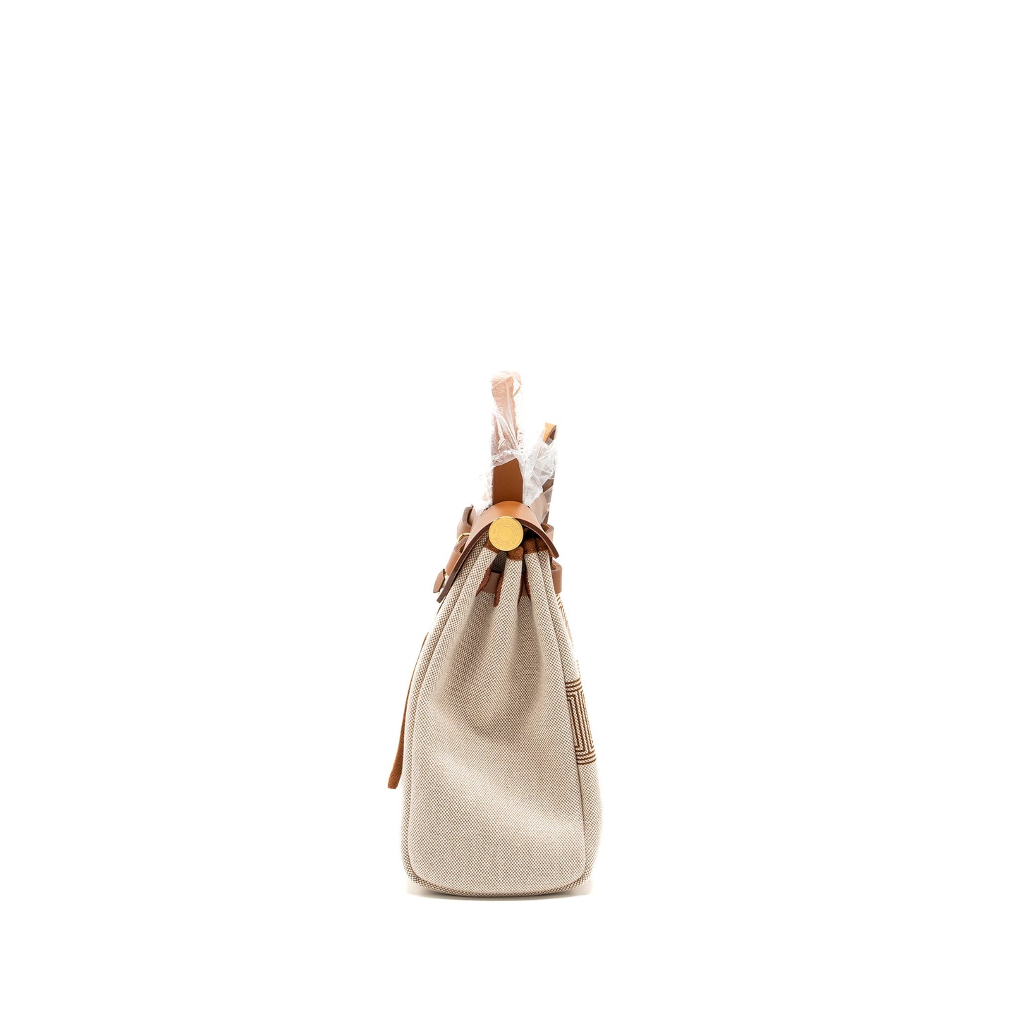 Hermes Herbag 31 zip bag toile H plume canvas / hunter Fauve / ecru- beige GHW stamp B