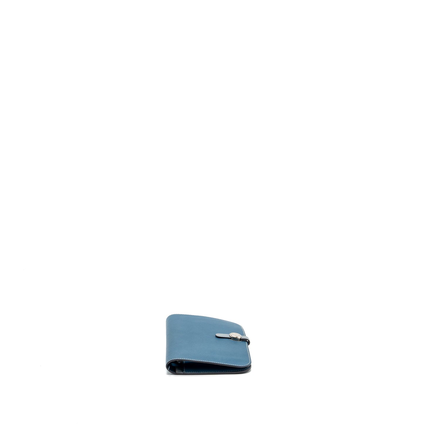 Hermes Dogon Compact Wallet Swift Blue SHW Stamp Square Q