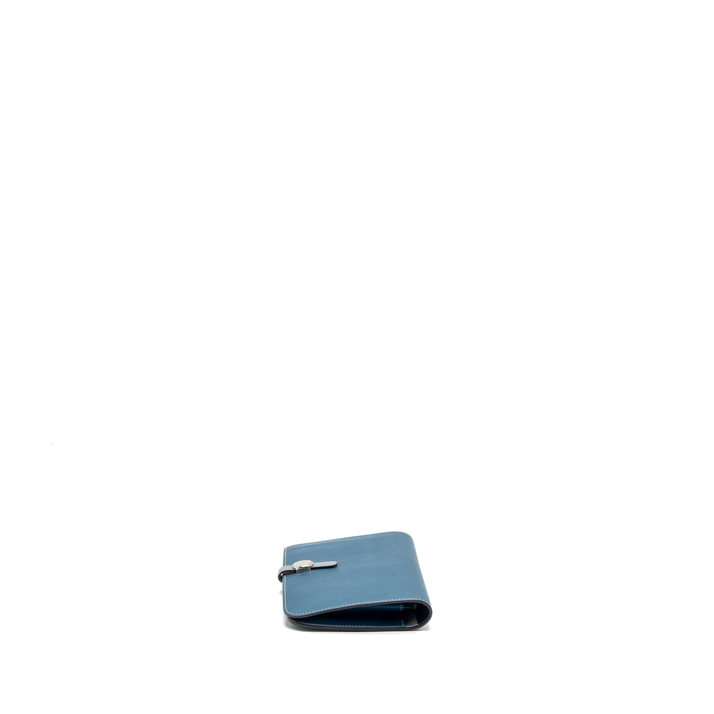 Hermes Dogon Compact Wallet Swift Blue SHW Stamp Square Q