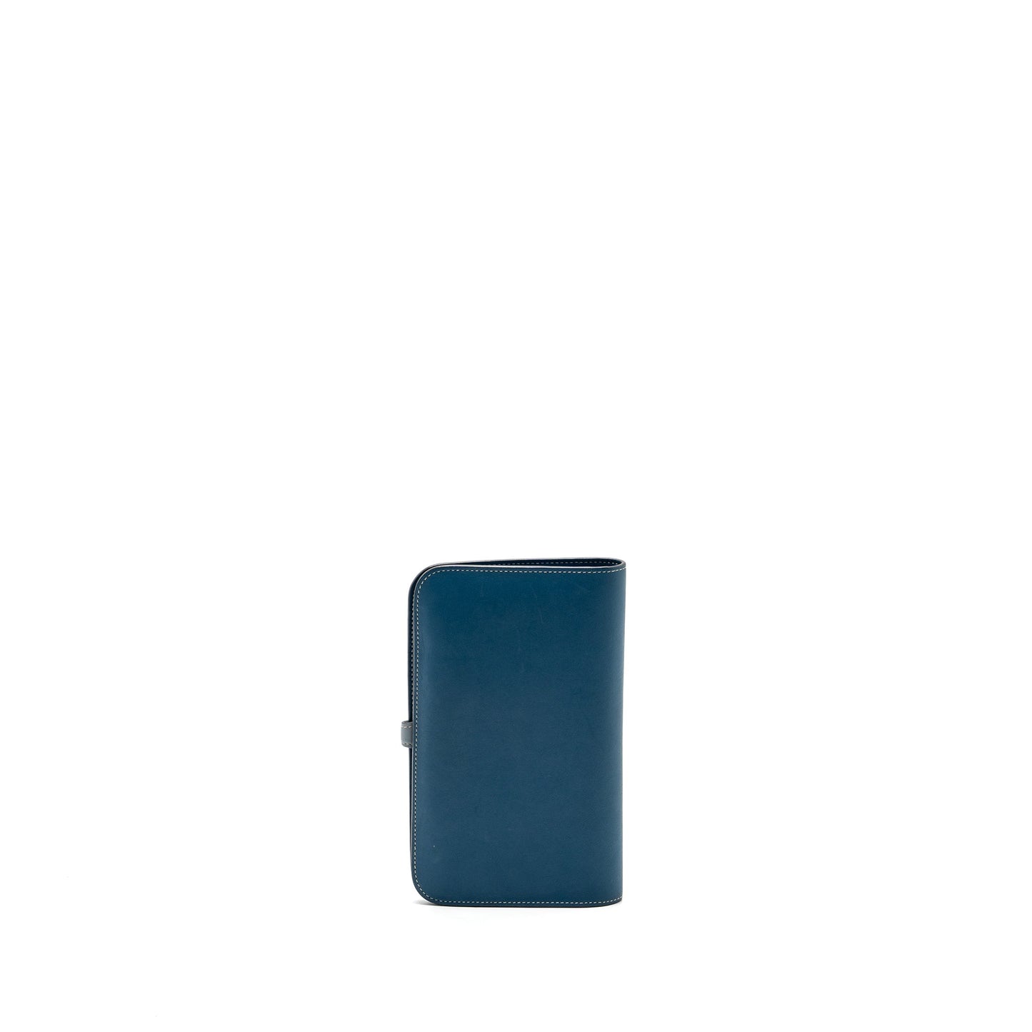Hermes Dogon Compact Wallet Swift Blue SHW Stamp Square Q