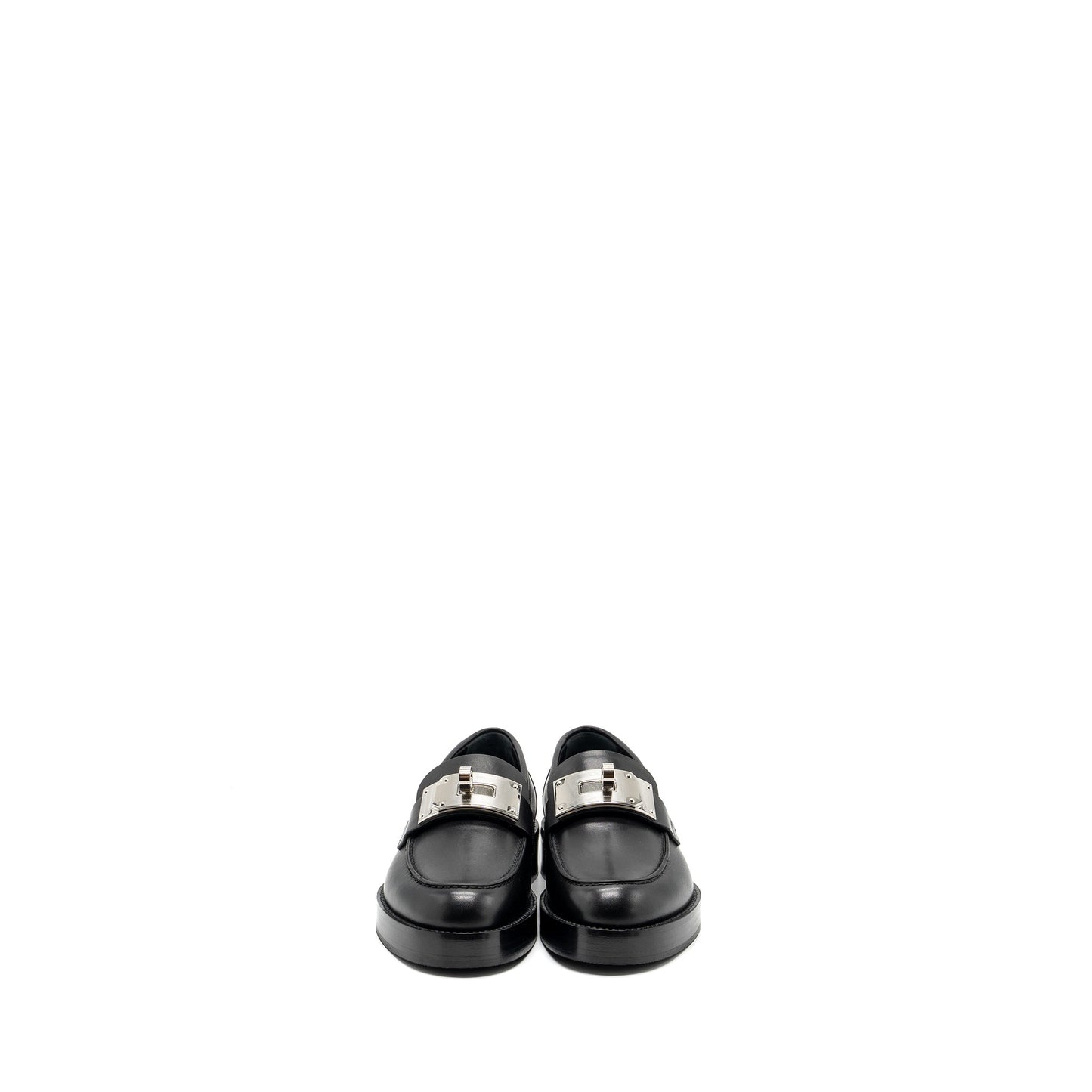 Hermes size 37 hot moccasins calfskin black SHW