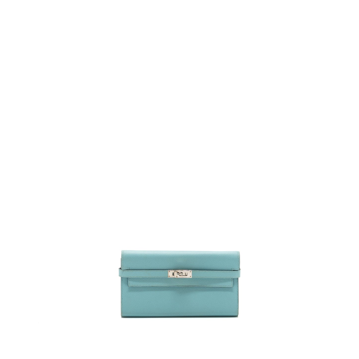Hermes Kelly Long Wallet Epsom Light Blue SHW Stamp T