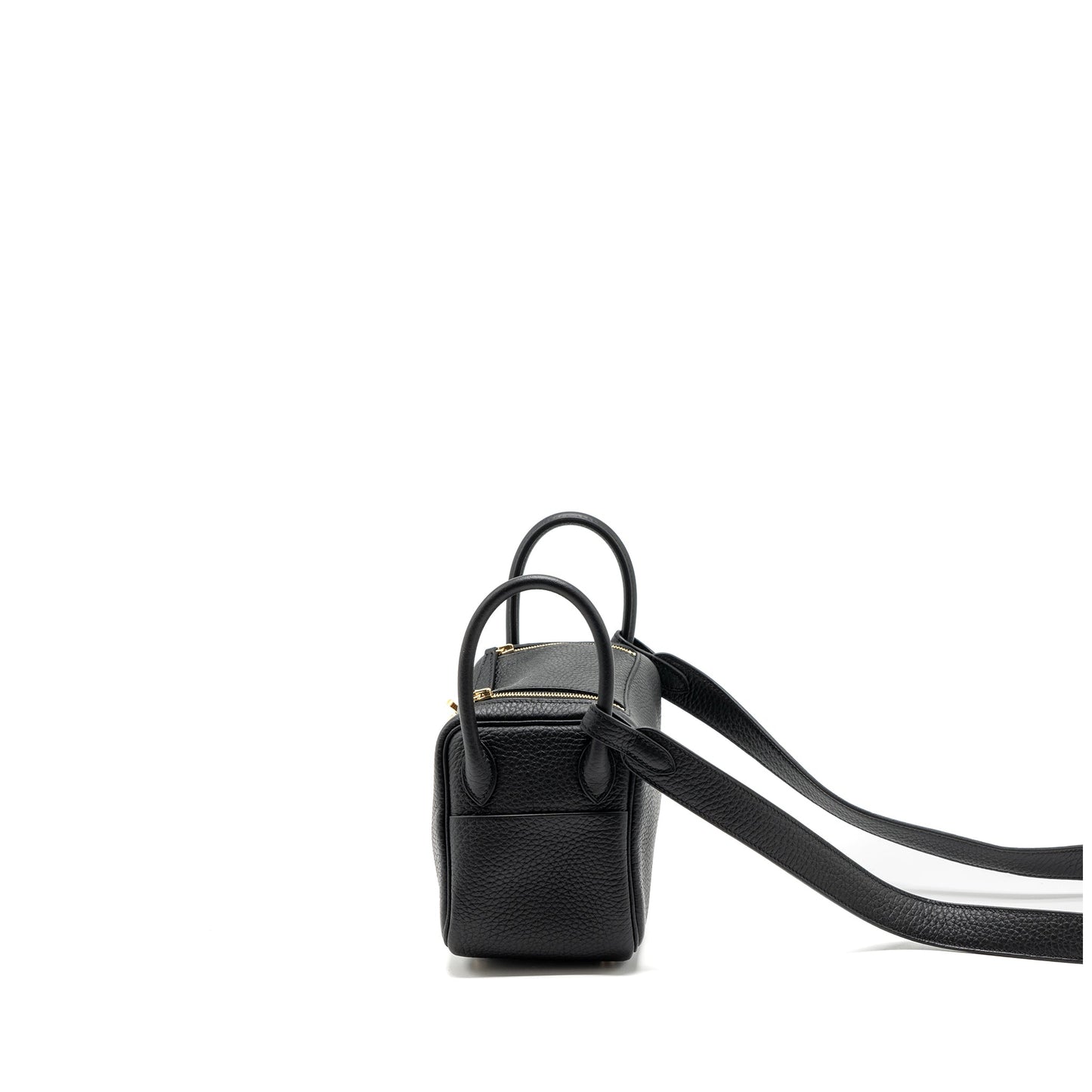 Hermes Mini Lindy Clemence Black GHW Stamp B
