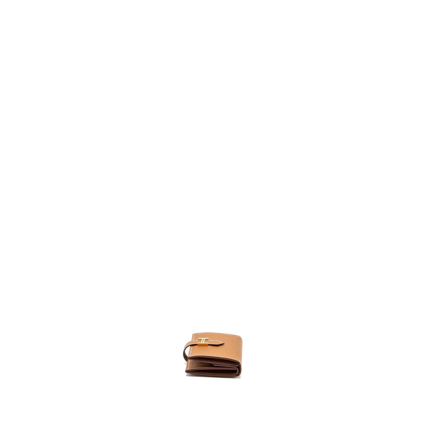 Hermes Bearn Mini Wallet Epsom Gold GHW Stamp B