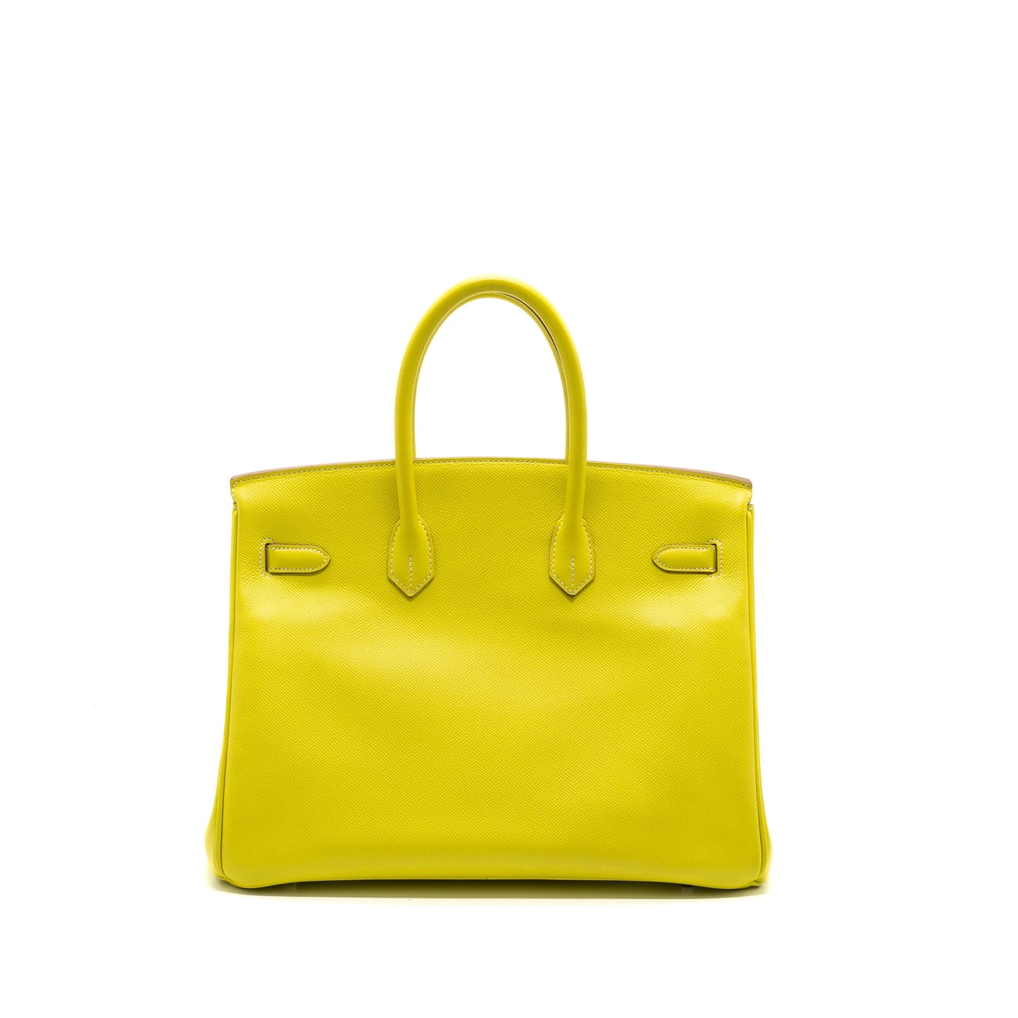 Hermes birkin 35 epsom lime / gris perle SHW stamp square Q