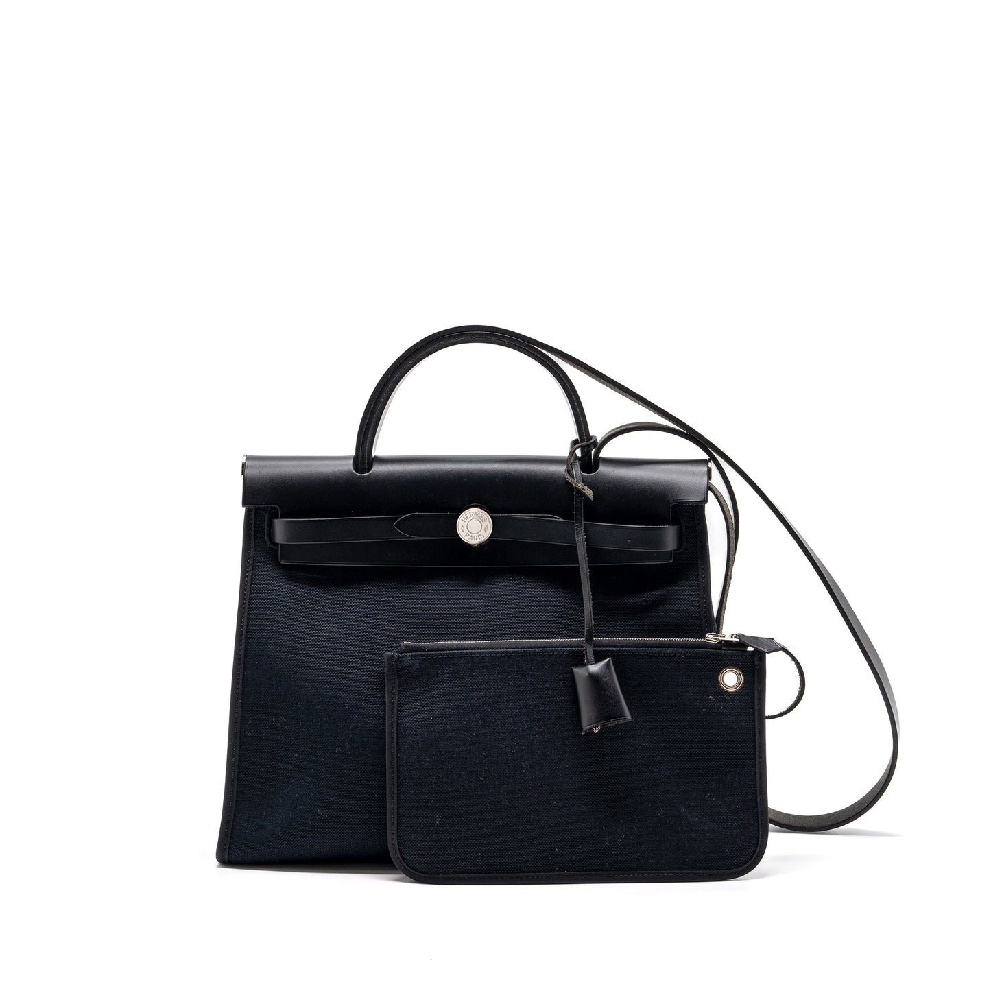 Hermes herbag 31 zip bag canvas/ hunter black SHW stamp C