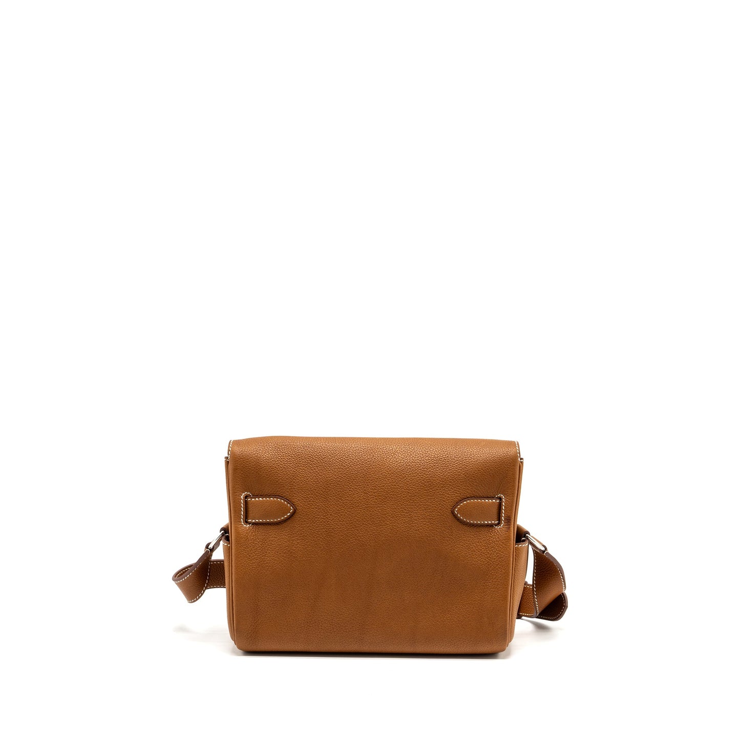 Hermes Kelly Messanger PM bag Barenia Faubourg leather 34 Fauve SHW Stamp B