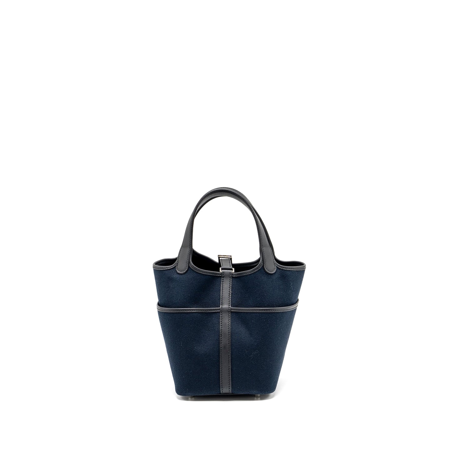 Hermes picotin cargo 18 lock bag canvas/ swift leather blue marine / black SHW stamp Z