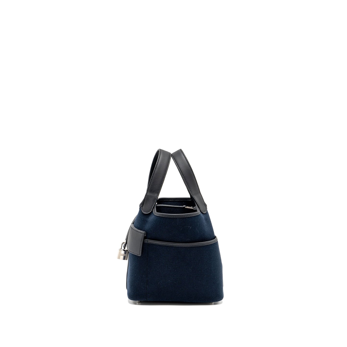 Hermes picotin cargo 18 lock bag canvas/ swift leather blue marine / black SHW stamp Z