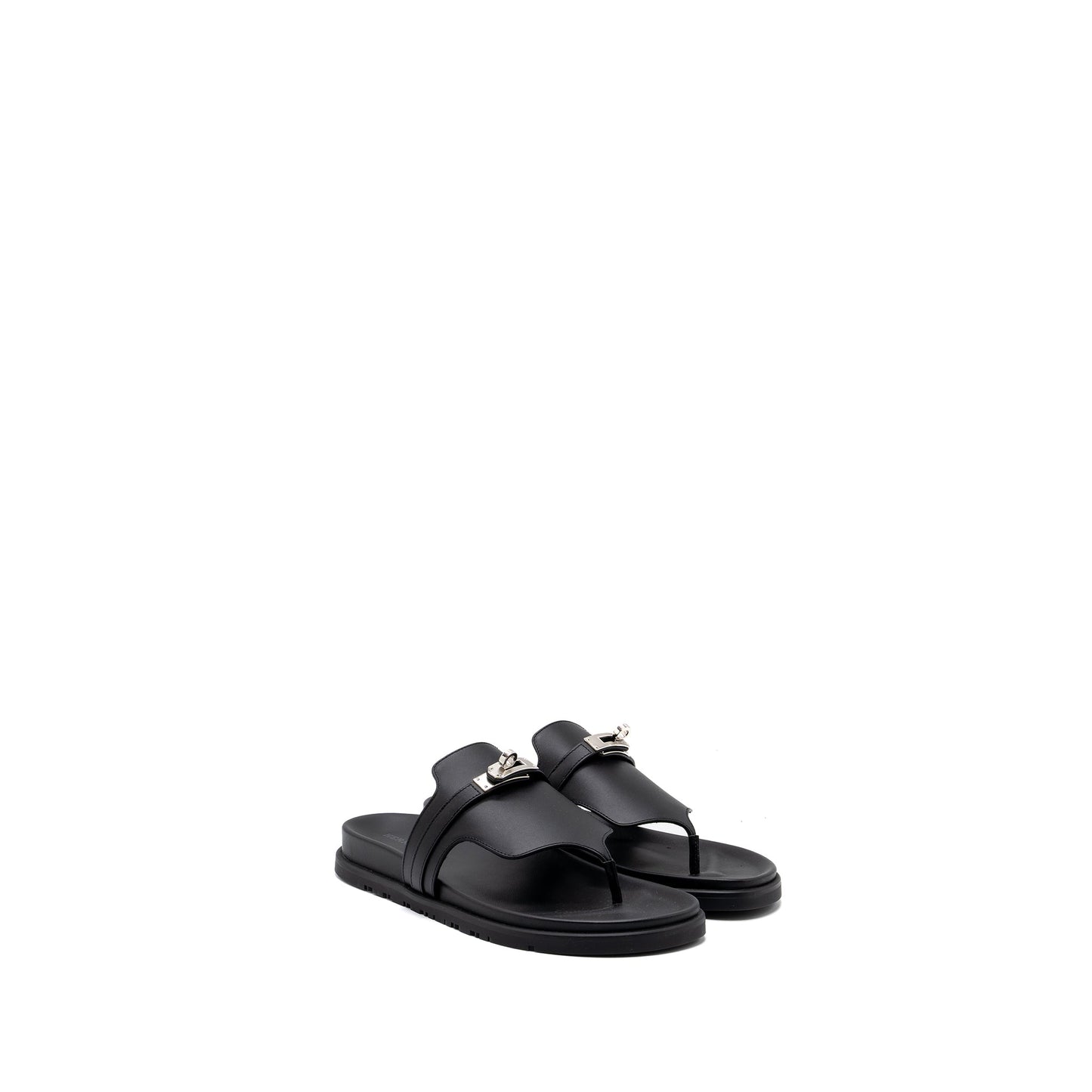 Hermes Size 39 Empire Sandals Calfskin Black SHW