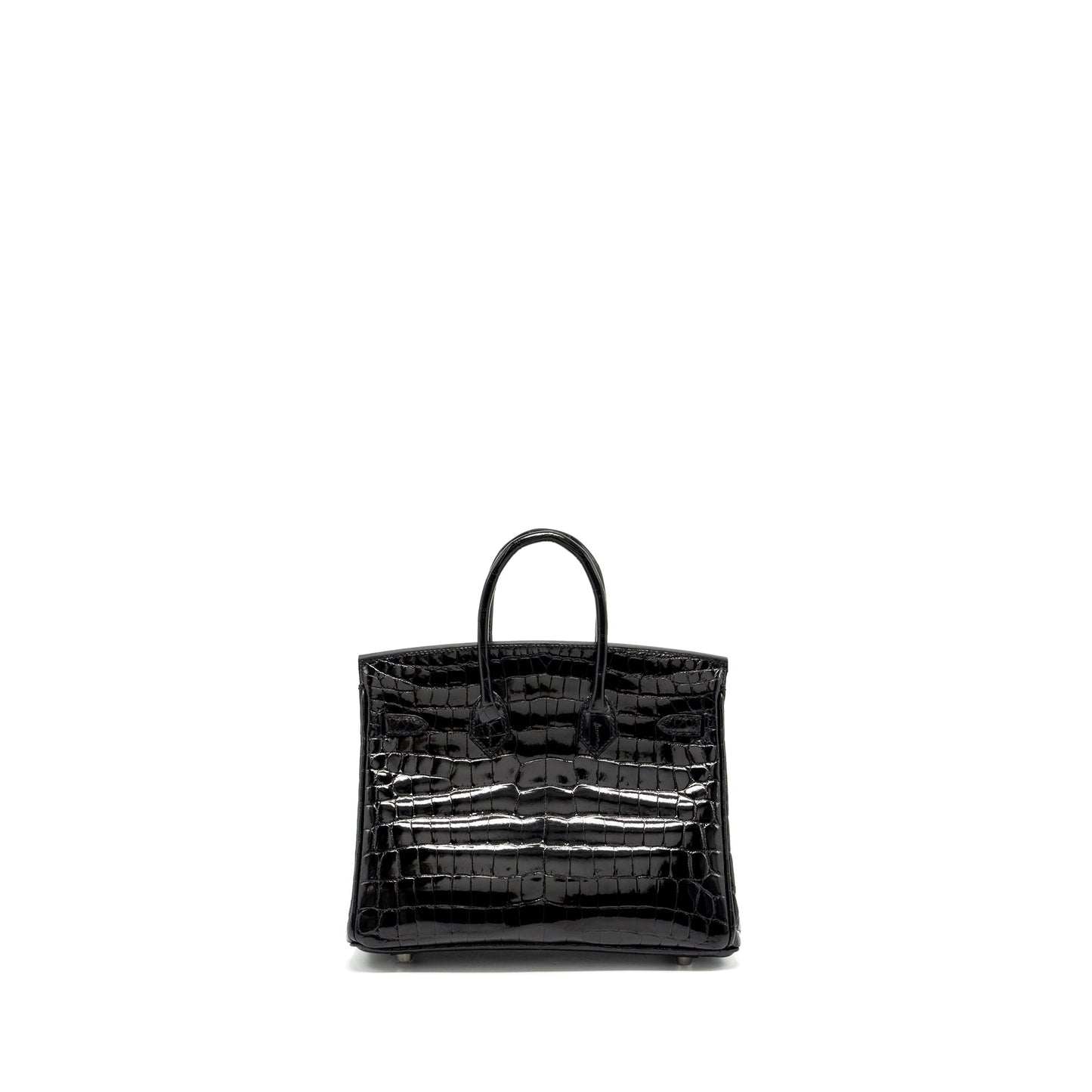 Hermes Birkin 25 shiny Crocodile Niloticus black SHW stamp D