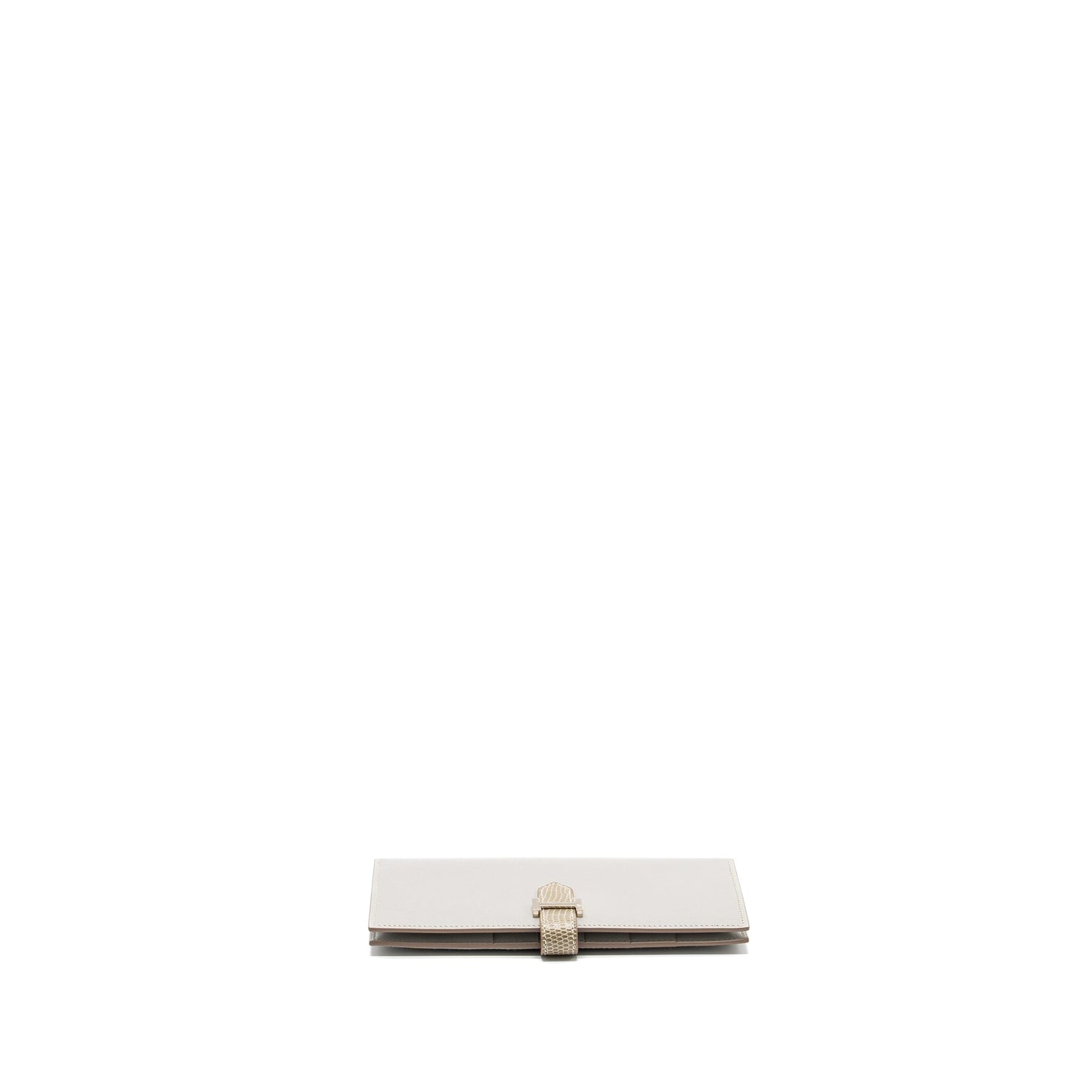 Hermes Bearn Long Wallet Tadelakt/Lizard Gris Perle/Ficelle SHW Stamp X