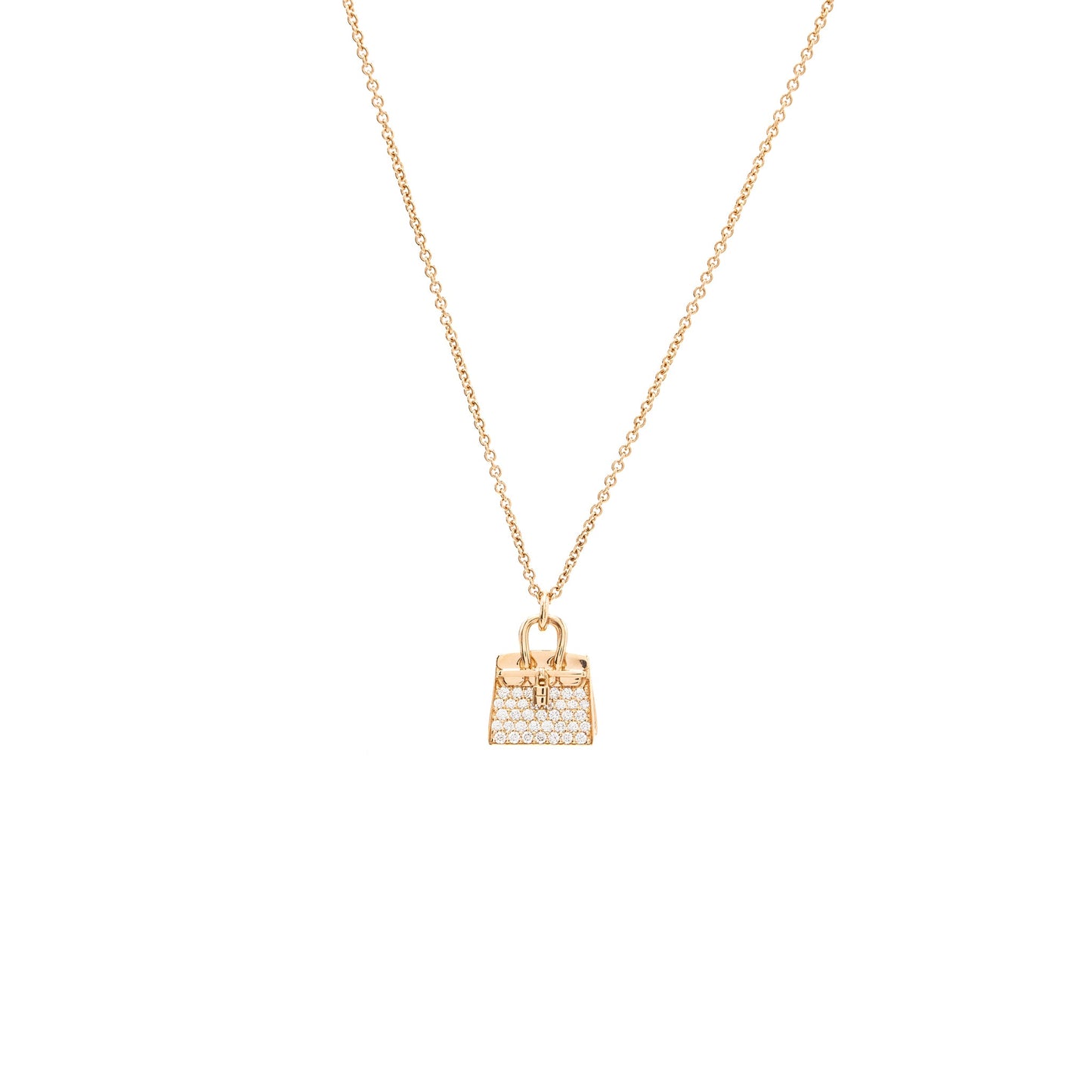 Hermes amulettes birkin pendant rose gold diamonds