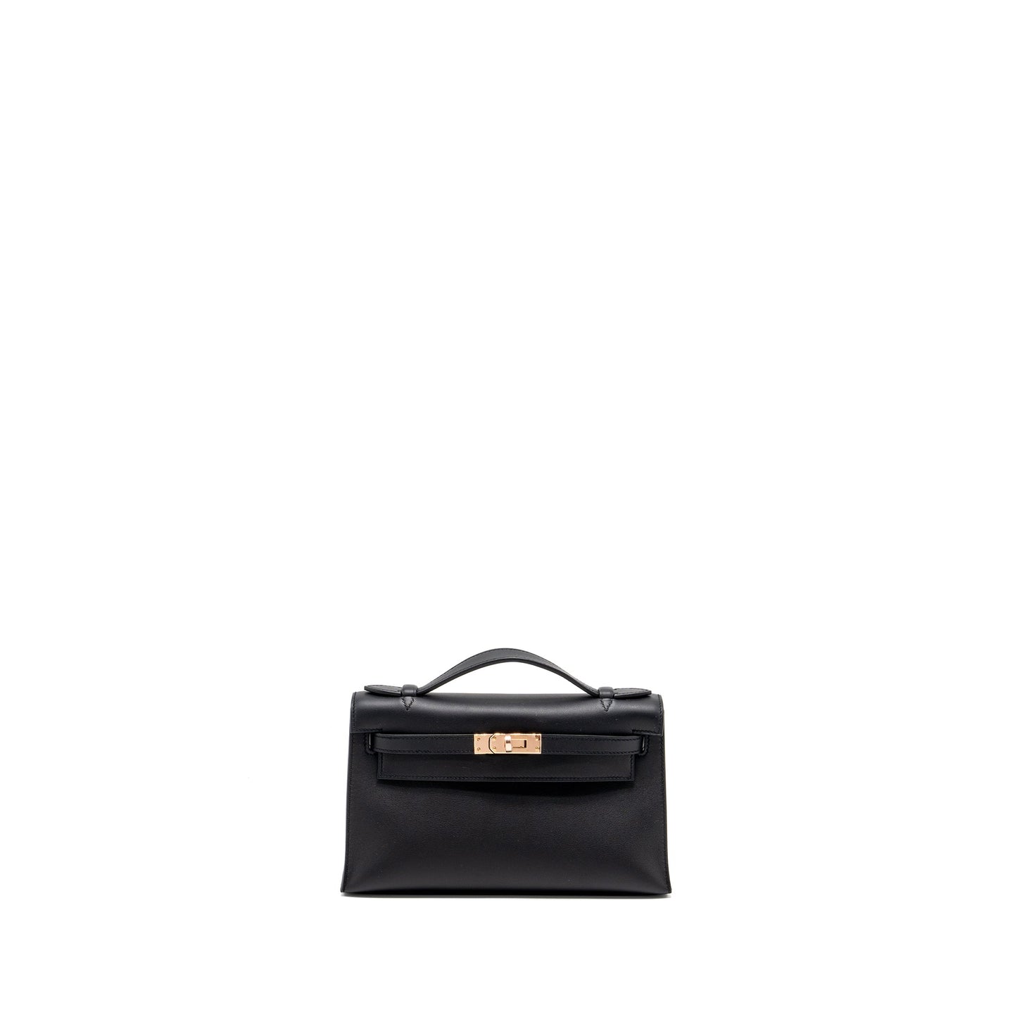 Hermes Kelly Pochette Swift Black RGHW Stamp Z