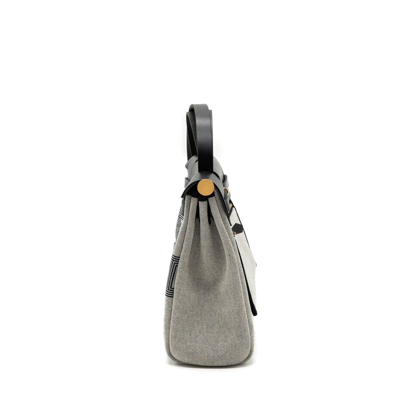 Hermes herbag 31 zip bag Toile H Plume canvas / hunter leather black / ecru GHW stamp U