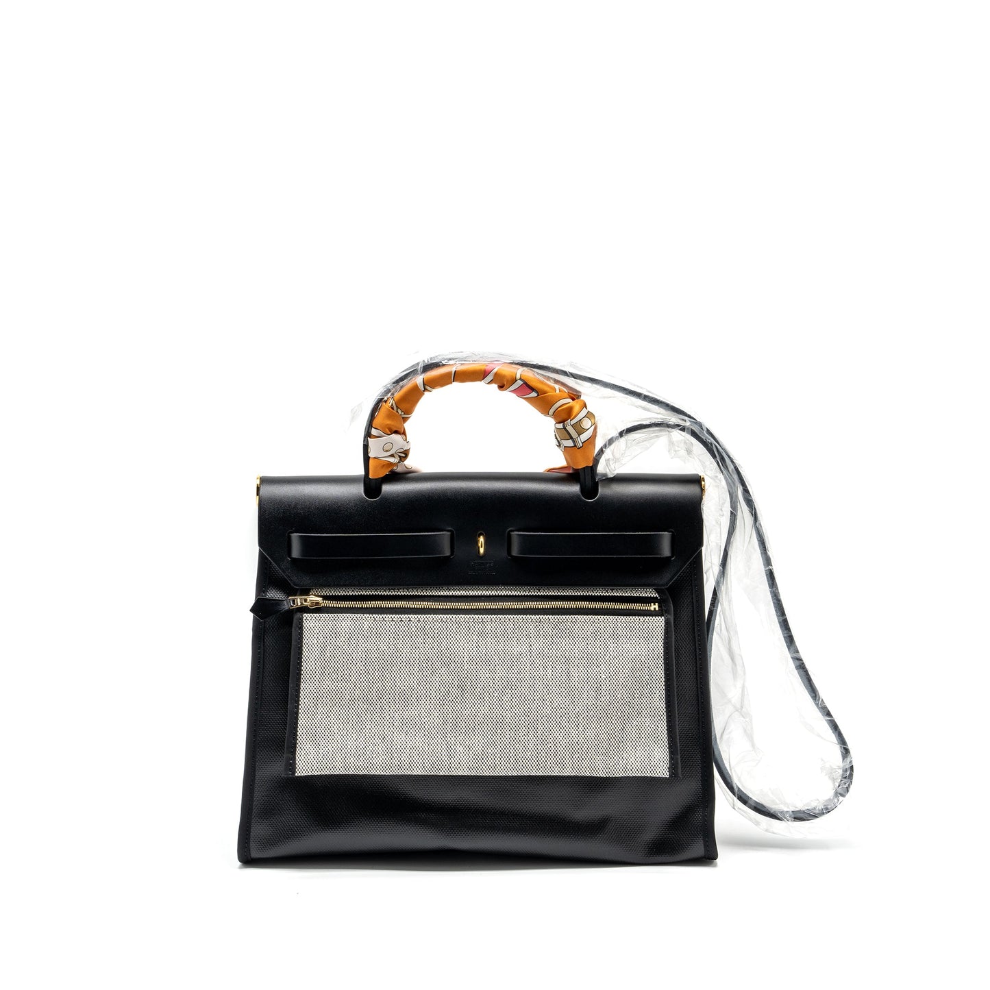 Hermes herbag 31 zip bag Berline canvas / vache hunter black / ecru GHW stamp B