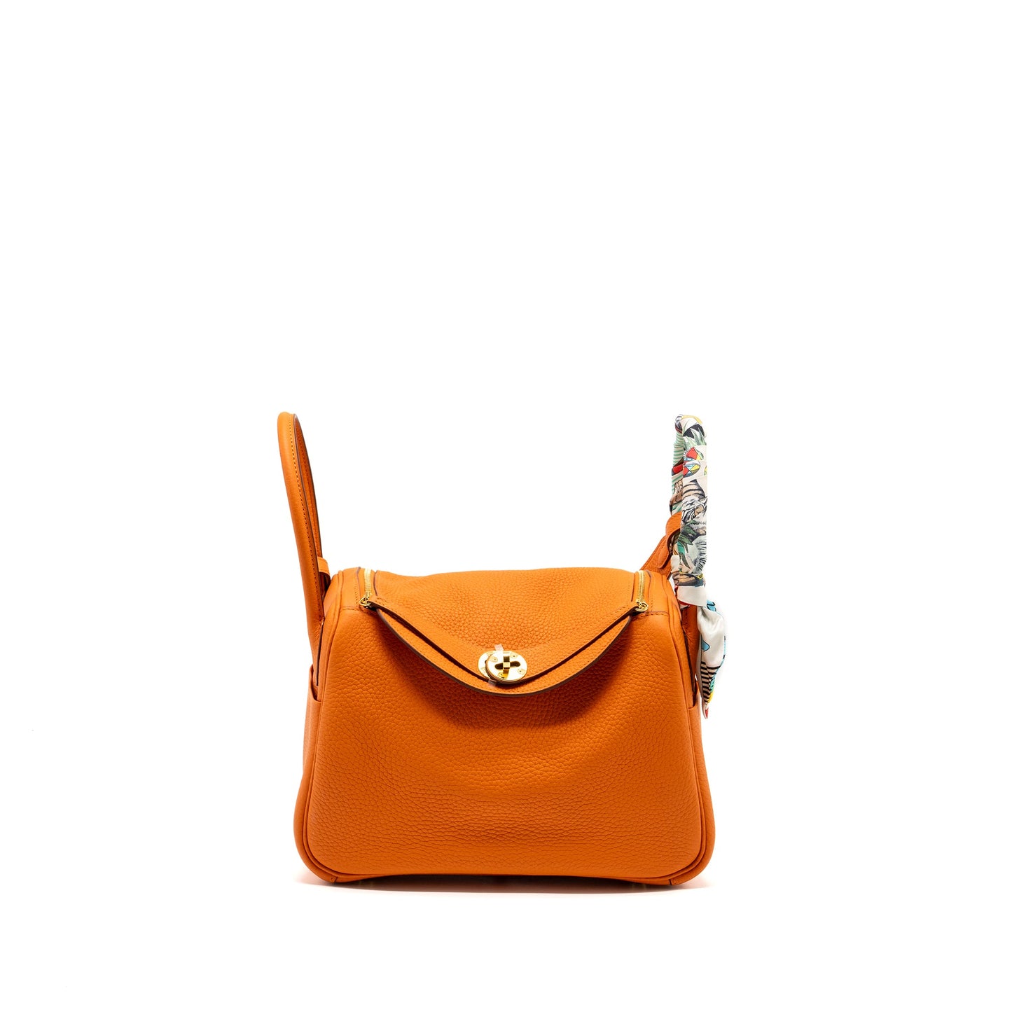 Hermes Lindy 26 clemence orange GHW stamp U