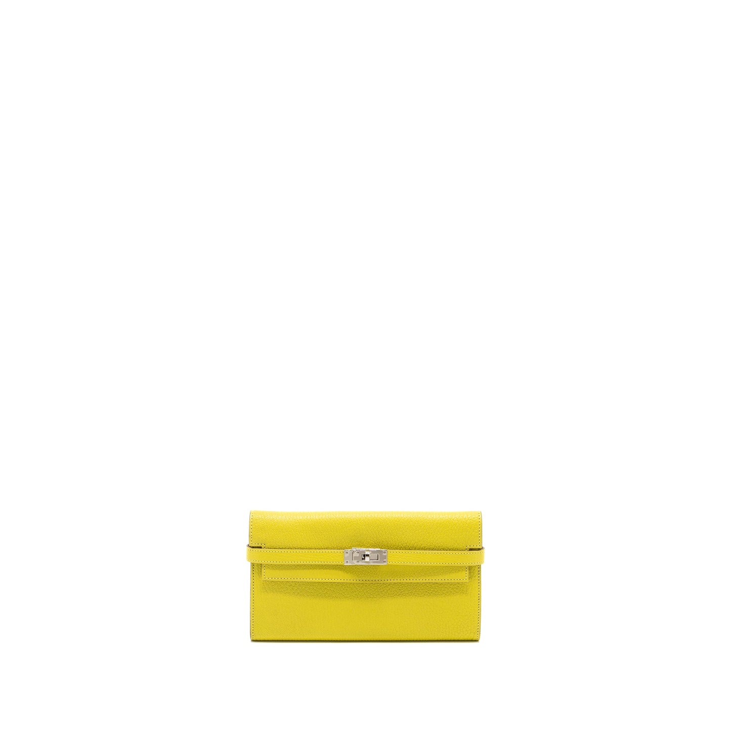 HERMES Kelly Long Wallet Chevre Mysore 9R Lime SHW Stamp X