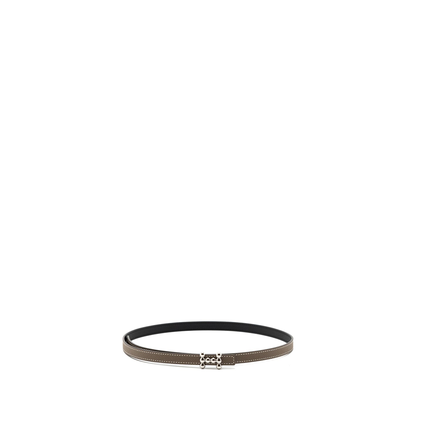 Hermes size 75 Bubble Belt Buckle & 13mm Reversible Leather strap Epsom/swift Etoupe/black Stamp U SHW