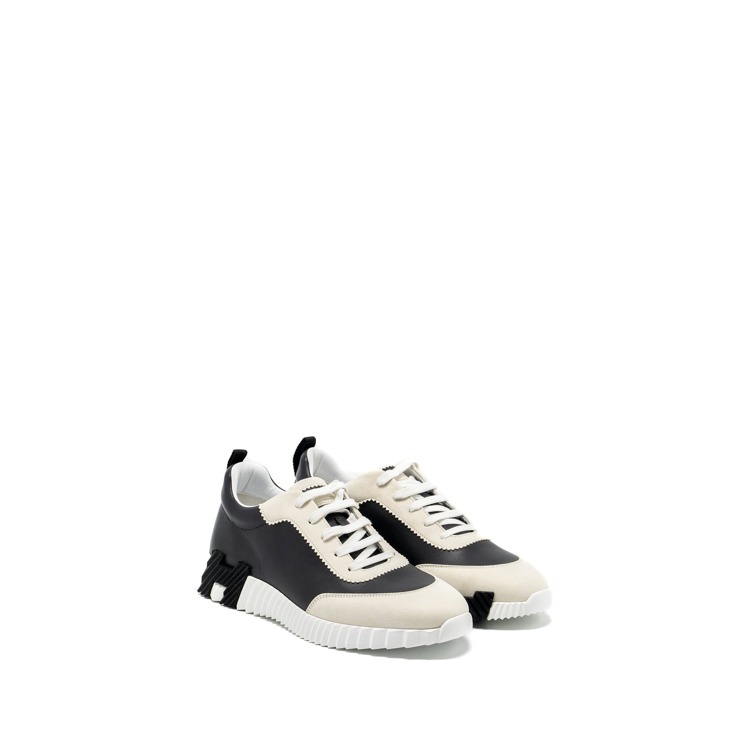 Hermes size 41 men’s bouncing sneakers leather Black/ white multicolour