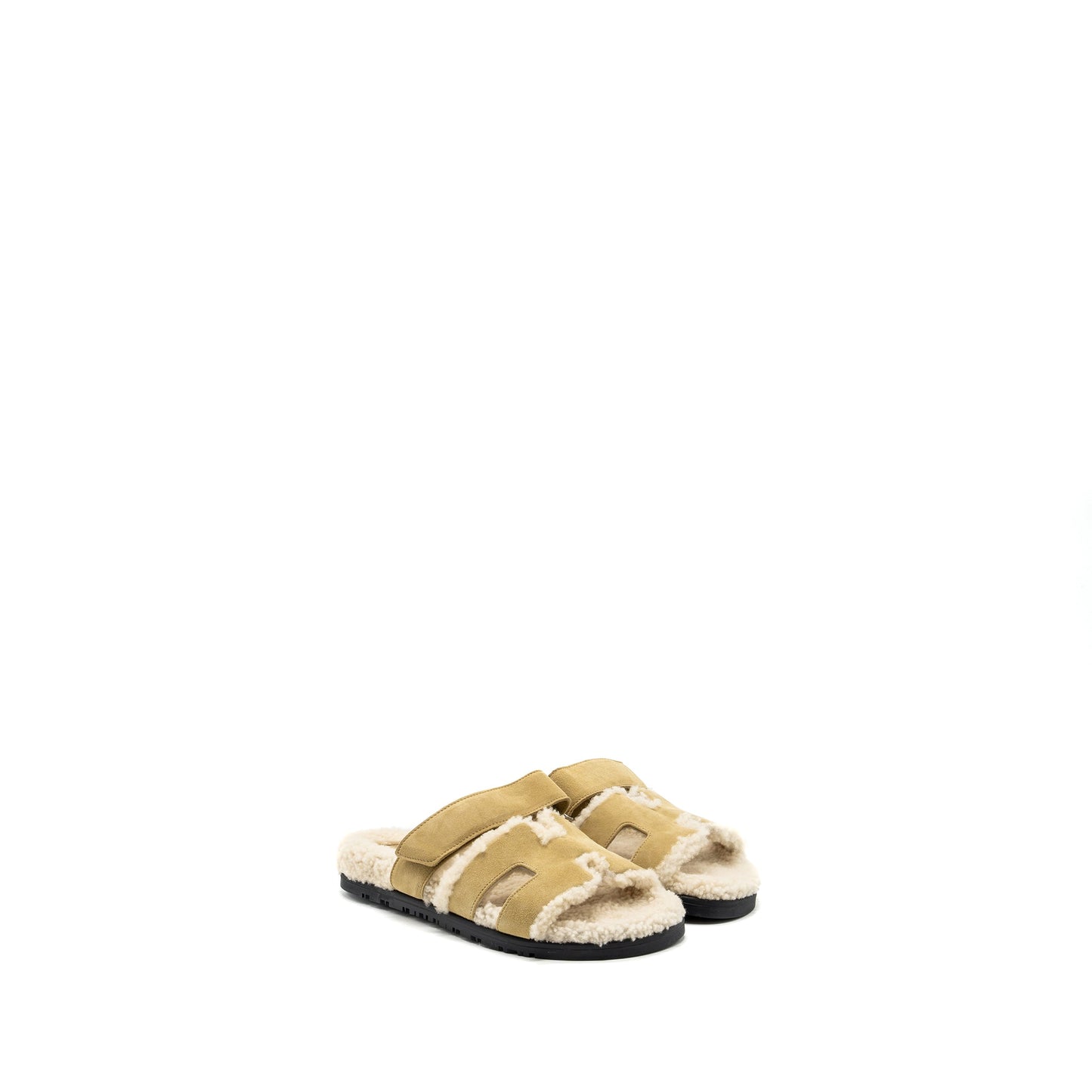 Hermes size 37 chypre sandals chèvre velours beige Albatre