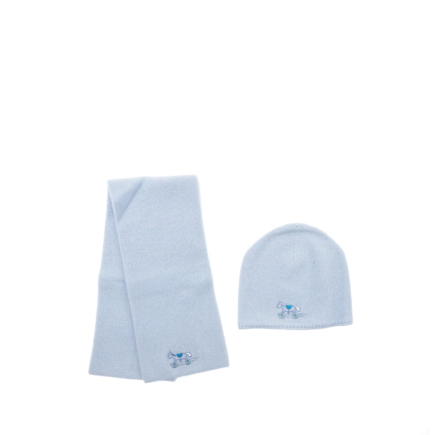 Hermes Baby Hat&Scarf Set Cashmere Light Blue
