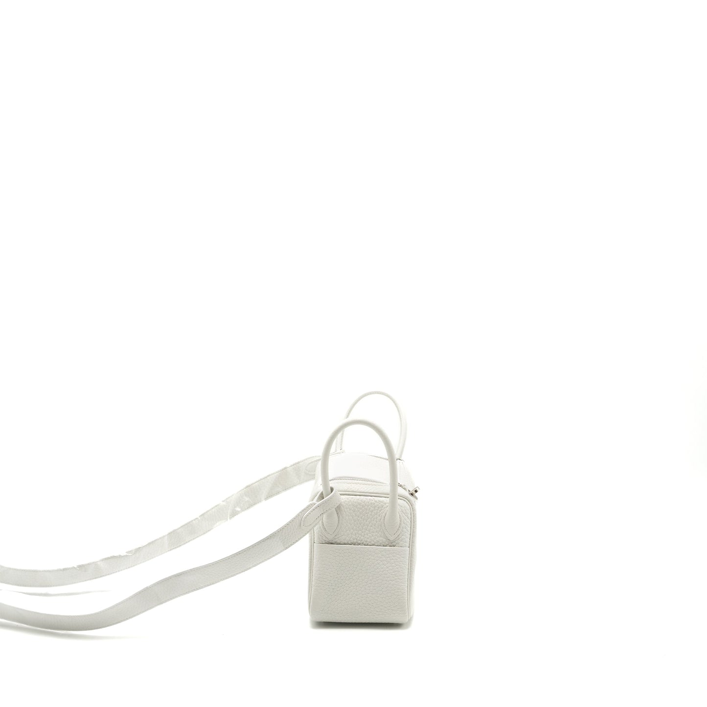 Hermes Mini Lindy Clemence New White SHW stamp B
