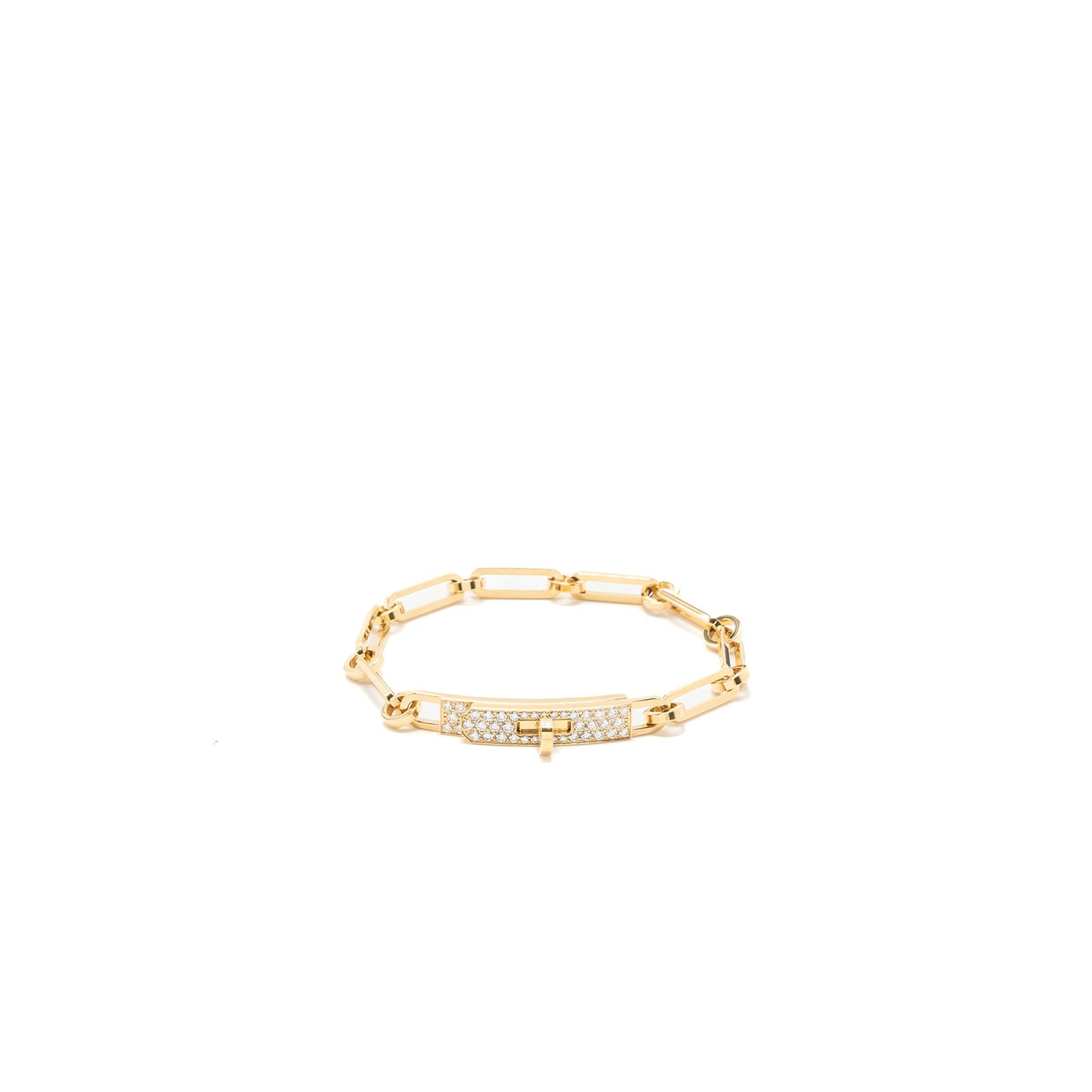 Hermes size XS kelly chaine bracelet, small model yellow gold with diamonds